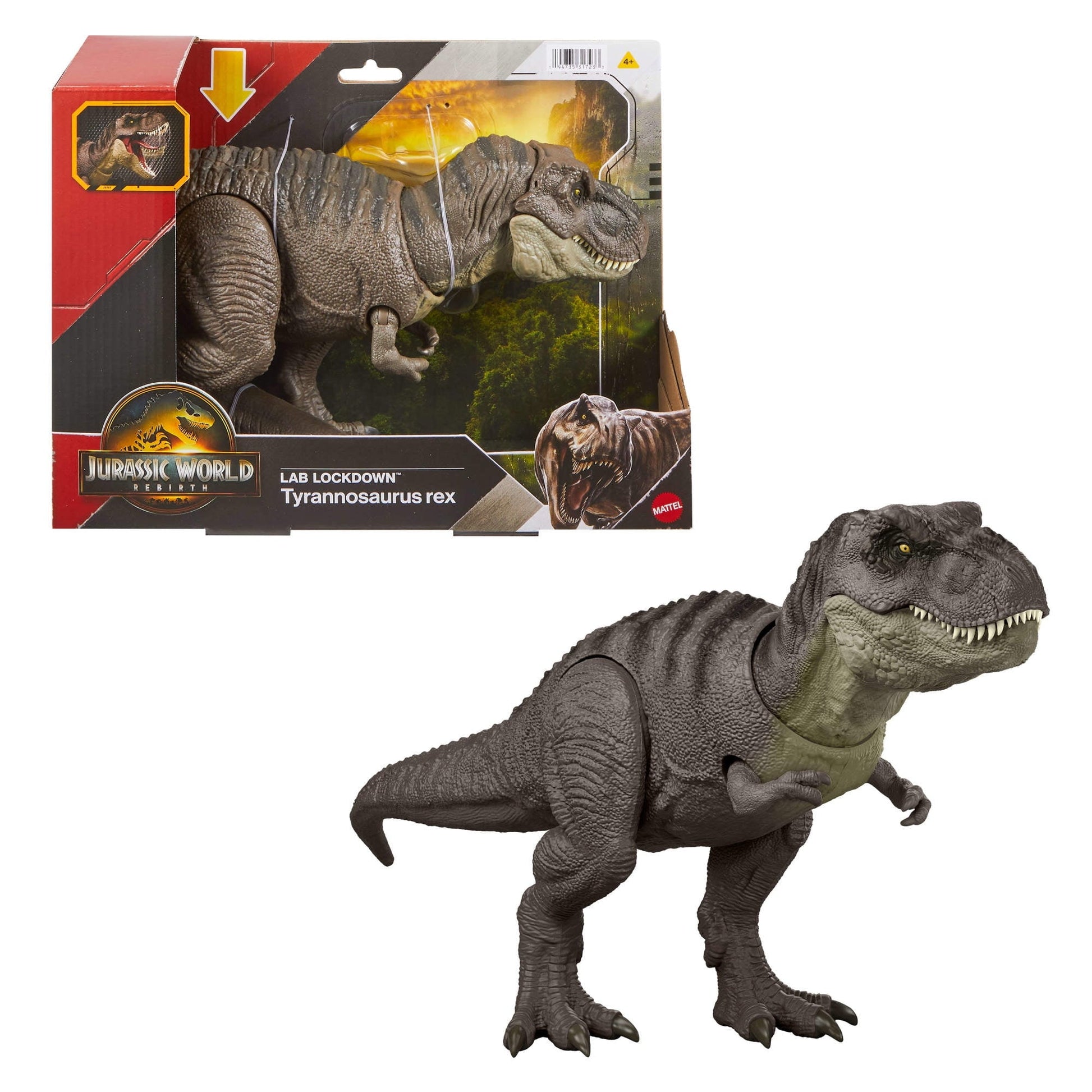 Jurassic World Rebirth Tyrannosaurus Rex Action Figure, Dinosaur Toy, T-Rex Chomp Attack