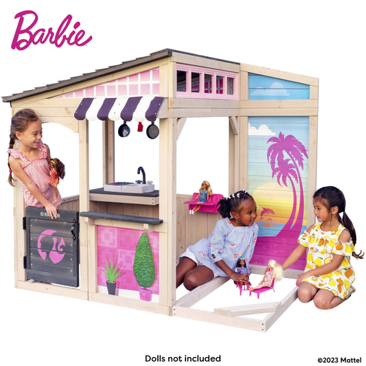 KidKraft Barbie™ Seaside Wooden Outdoor Playhouse with Attachable Doll Table and Chairs