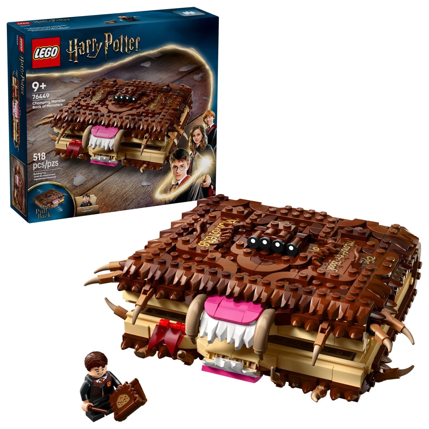LEGO Harry Potter Chomping Monster Book of Monsters Toy - Pretend Play Set for Boys and Girls, Ages 9+ - Collectible Neville Longbottom Minifigure- Gift Idea for Birthdays and Book Lovers - 76449