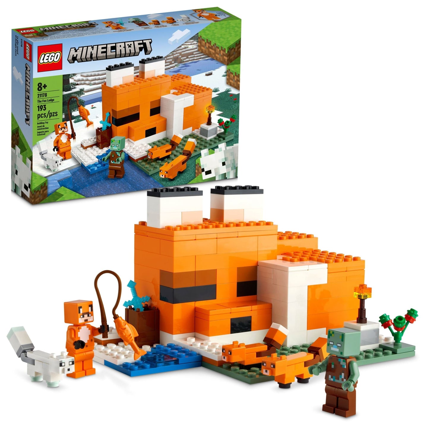 LEGO Minecraft The Fox Lodge Building Toy - Pretend Play Toy Figures & Playsets for Boys & Girls, Ages 8+ Years - Minecraft Gifts for Fans - Bedroom Decor for Kids - 21178