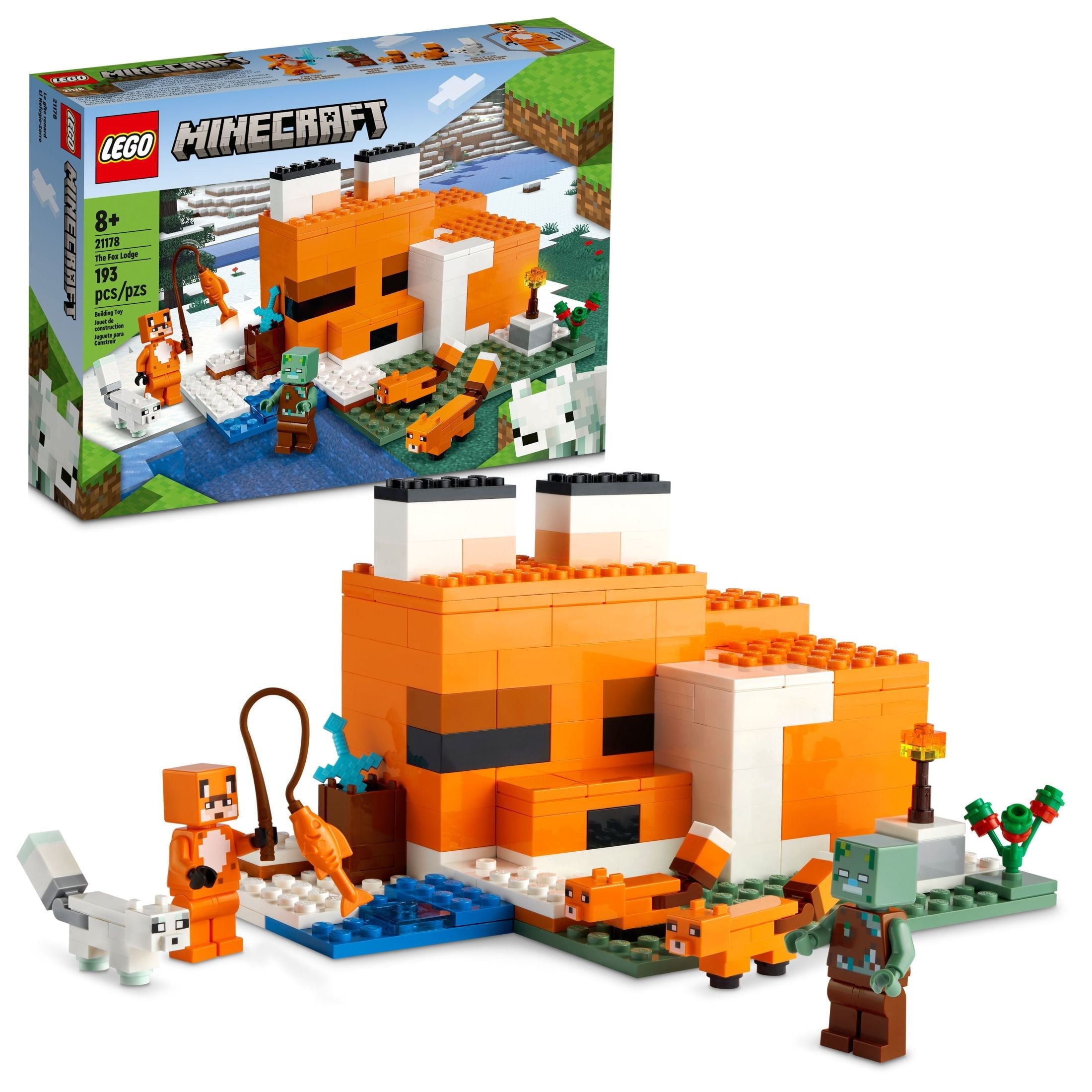LEGO Minecraft The Fox Lodge Building Toy - Pretend Play Toy Figures & Playsets for Boys & Girls, Ages 8+ Years - Minecraft Gifts for Fans - Bedroom Decor for Kids - 21178