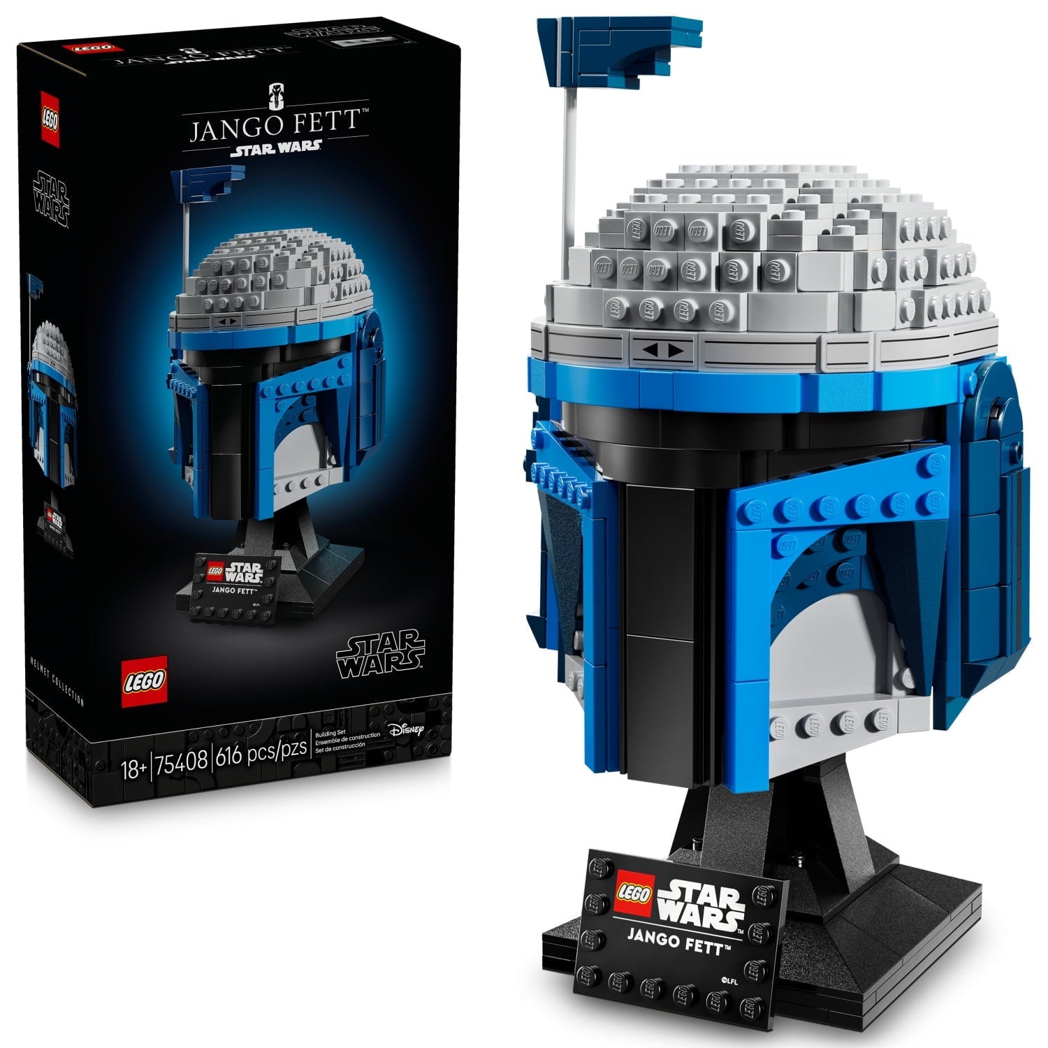 LEGO Star Wars Jango Fett Helmet - DIY Model Kit For Adults 18+ - Collectible Building Set - Room Decor Idea For Attack of the Clones Fans - Unique Gift Idea for Men and Women - 75408