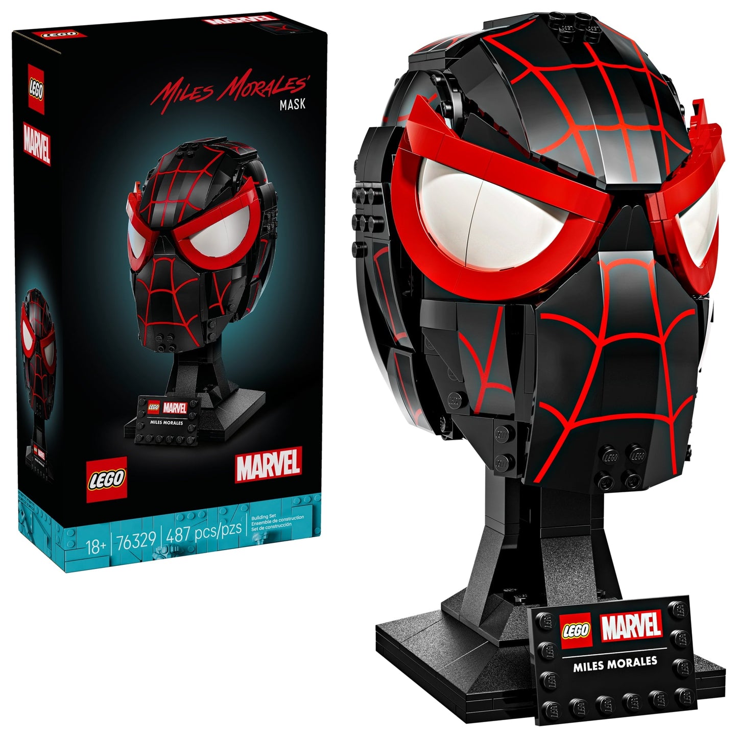 LEGO Marvel Miles Morales’ Mask Building Set - Spiderman Room Decor & Movie Collectible - Building Blocks for Adults, Ages 18+ - Gift for Christmas - 76329