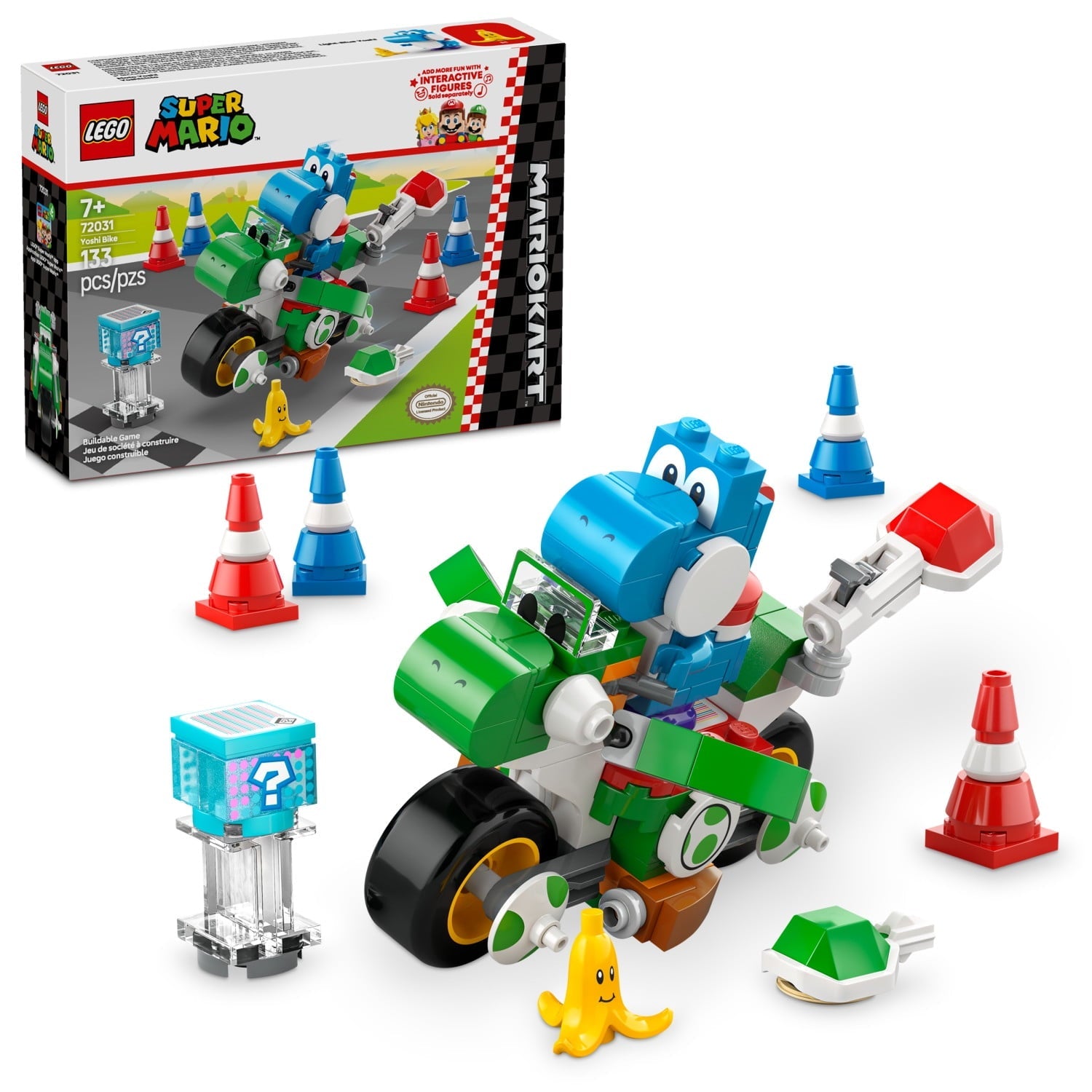 LEGO Super Mario: Mario Kart Yoshi Bike - Building Toy Set for Kids, Boys and Girls, Ages 7+ - Mario Kart Toy for Fans with Blue Yoshi - Gift Idea for Birthdays - 72031