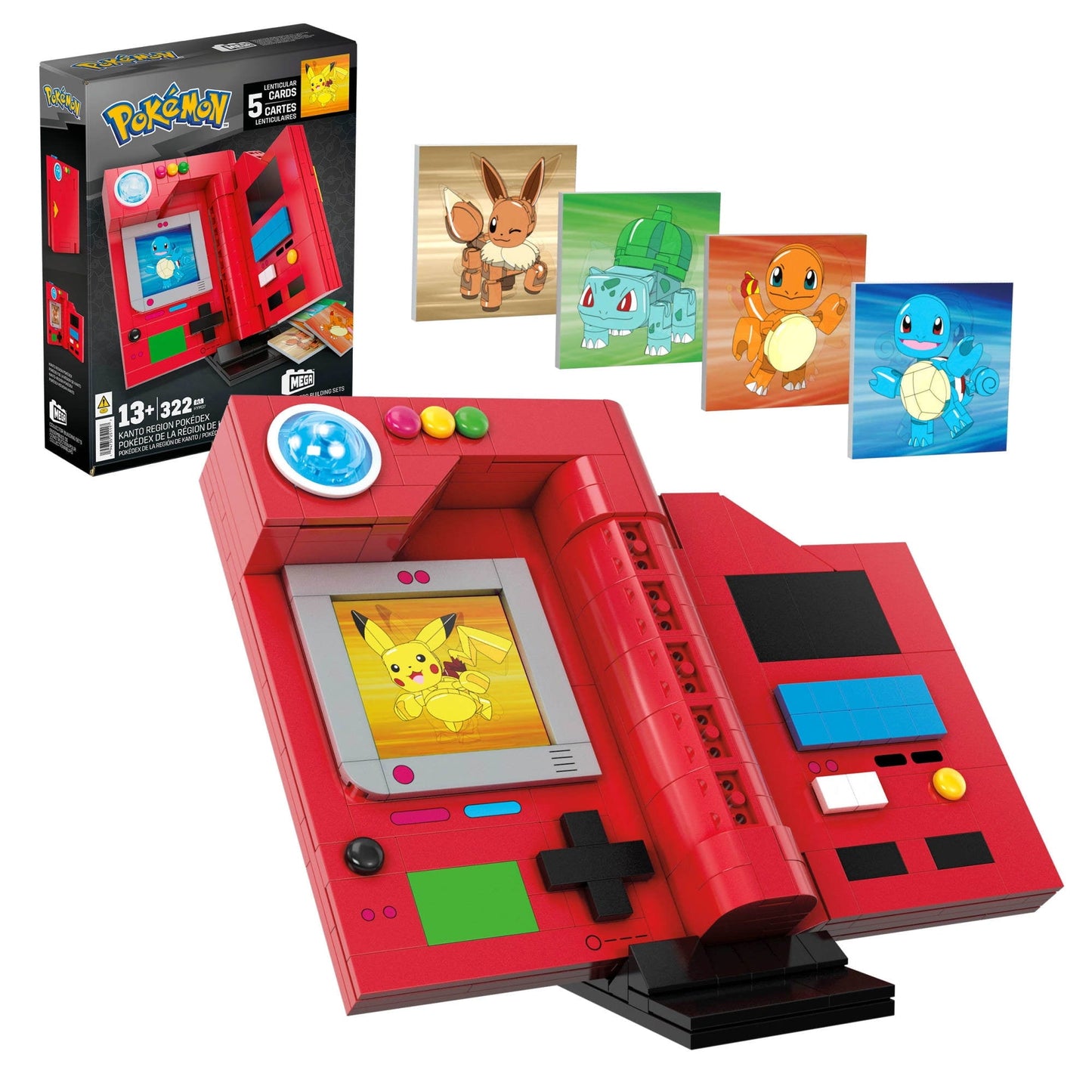 MEGA Pokémon Kanto Region Pokédex Building Kit (322 Pieces) for Collectors, Plastic