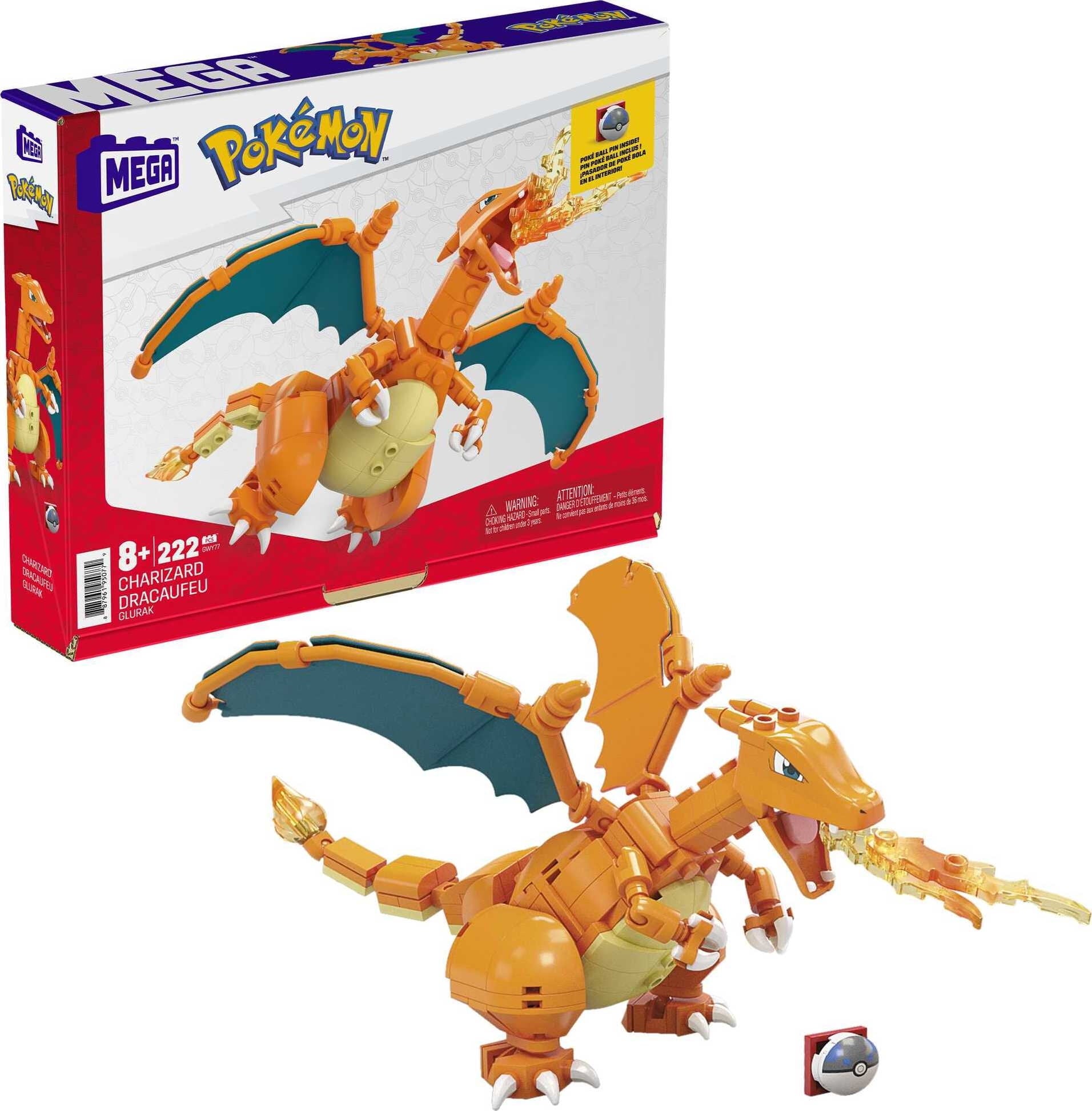 MEGA Pokemon Charizard Building Set (222 Pieces) with 1 Action Figure for Boys and Girls