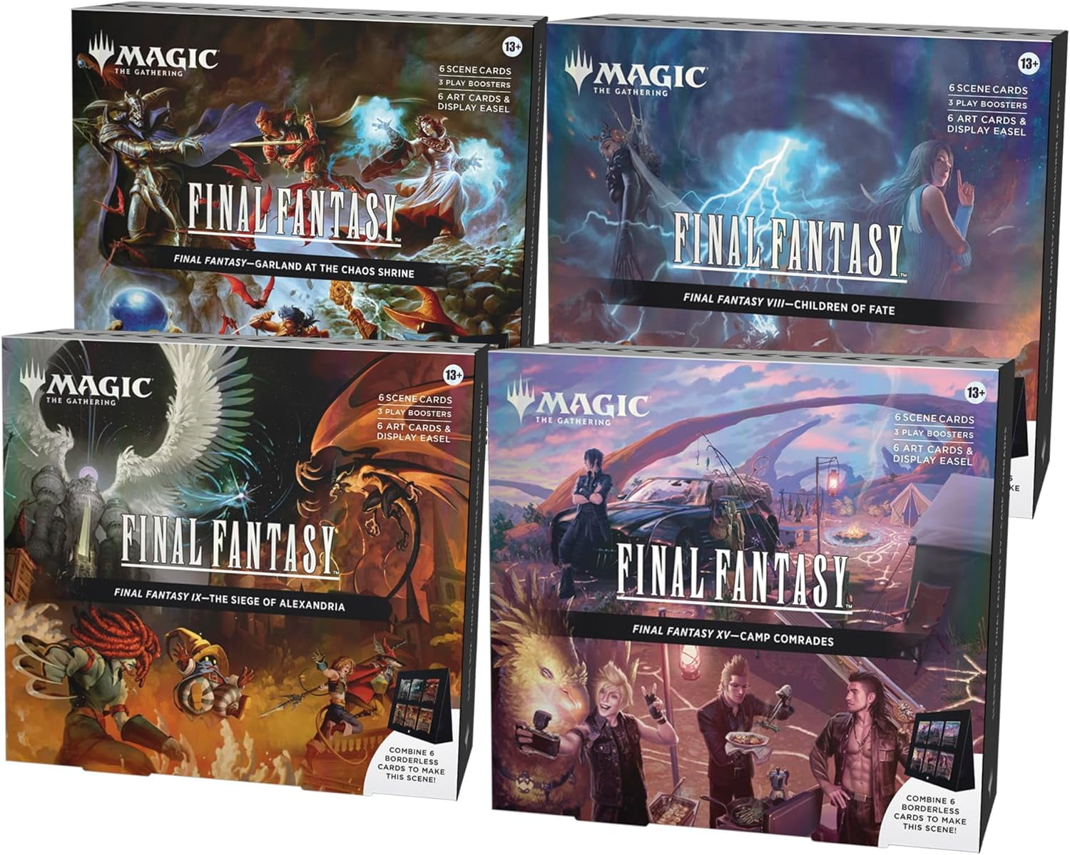 Magic: The Gathering Final Fantasy Scene Box Bundle - All 4 Scene Boxes | Garland at The Chaos Shrine, Children of Fate, The Siege of Alexandria, and Camp Comrades
