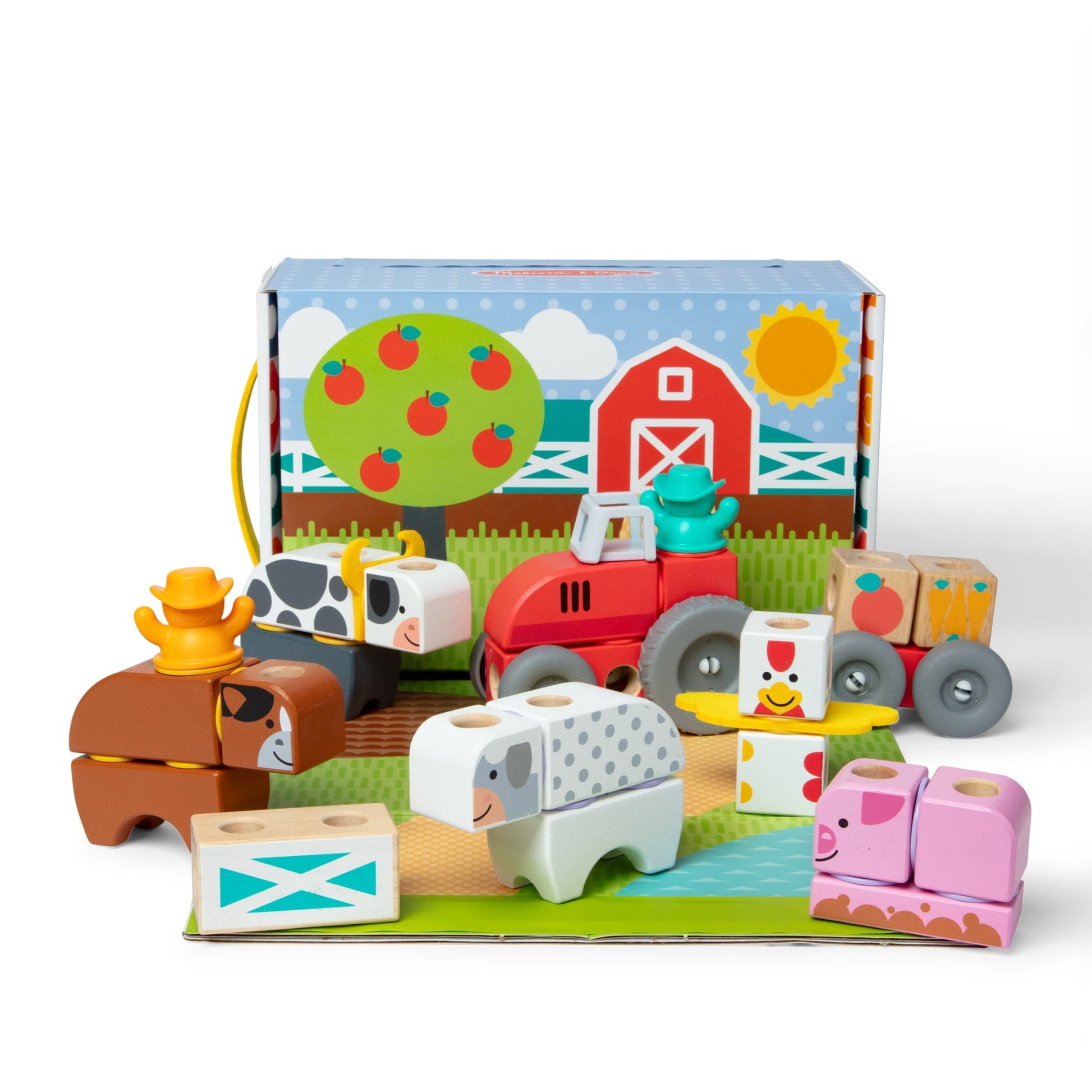 Melissa & Doug Blockables™ Farm Snap And Play, Mix And Match Connectable Wooden Building Blocks Play Set Toy for Preschool Boys And Girls (56 Pcs) - FSC Certified