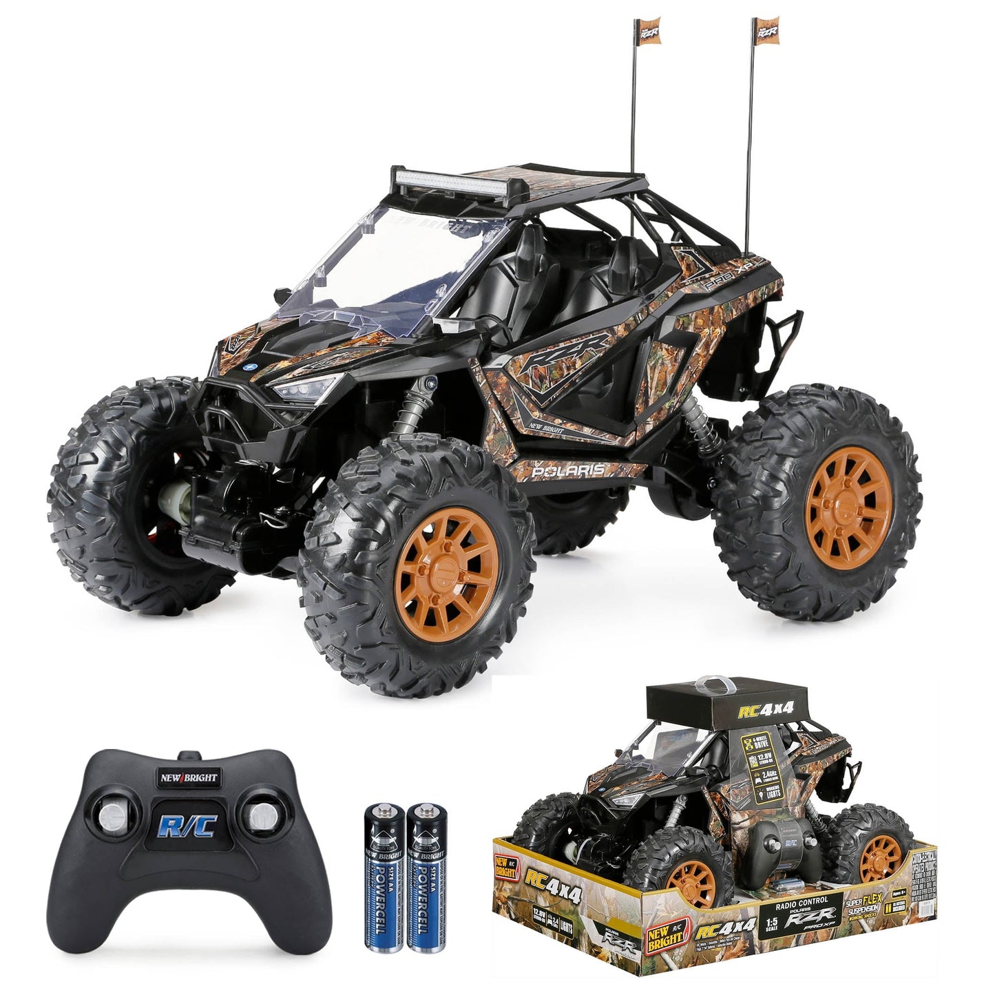 New Bright (1:5) Polaris RZR XP Pro 12.8V Battery Remote Control Camo ATV 2.4GHz, 60875U Child