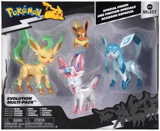 Pokemon Select Eevee, Leafeon, Glaceon & Sylveon Evolution Figure 4-Pack