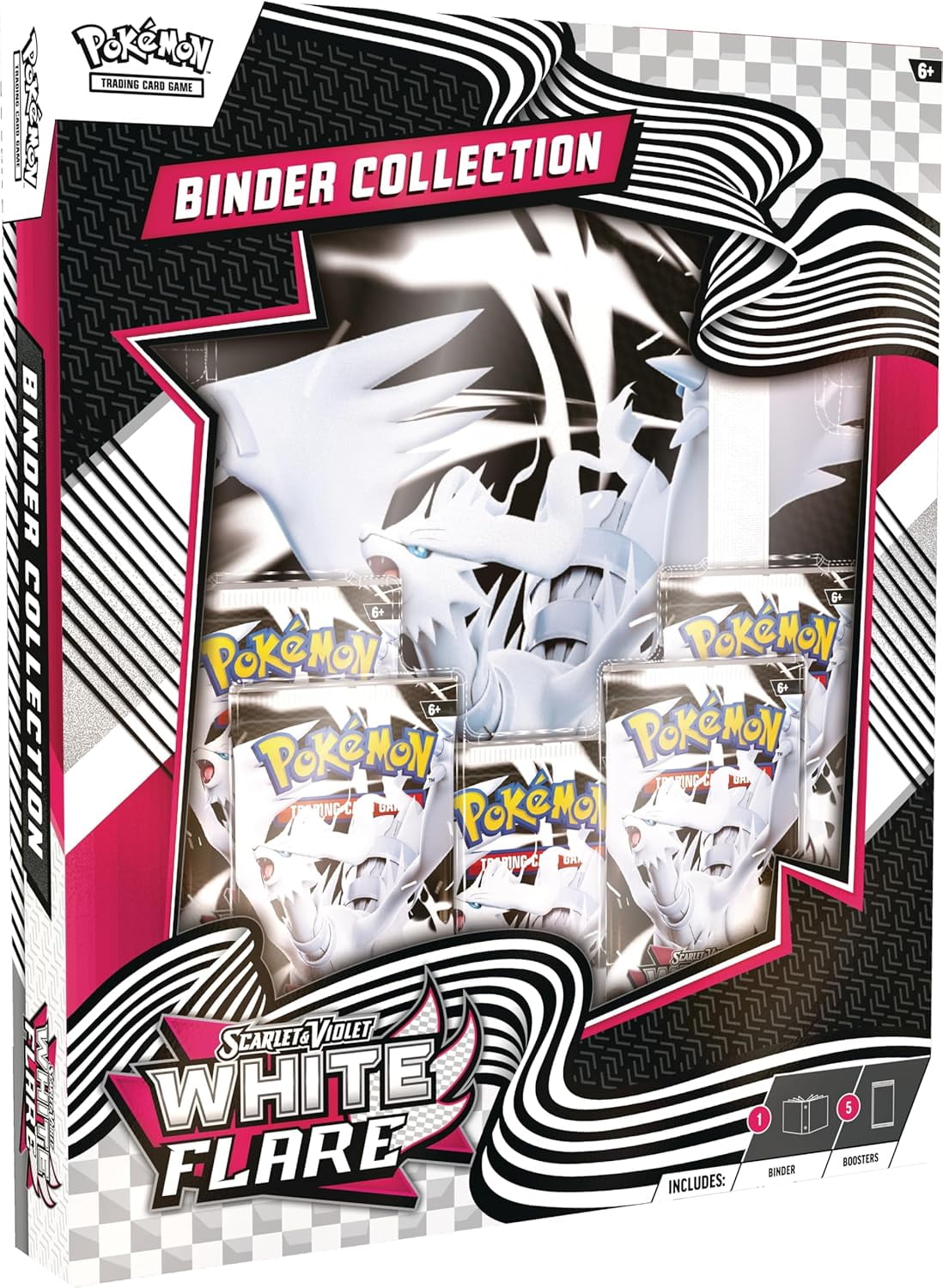 Pokemon Trading Card Games Scarlet & Violet 10.5 White Flare Binder Collection Box, 5 Packs
