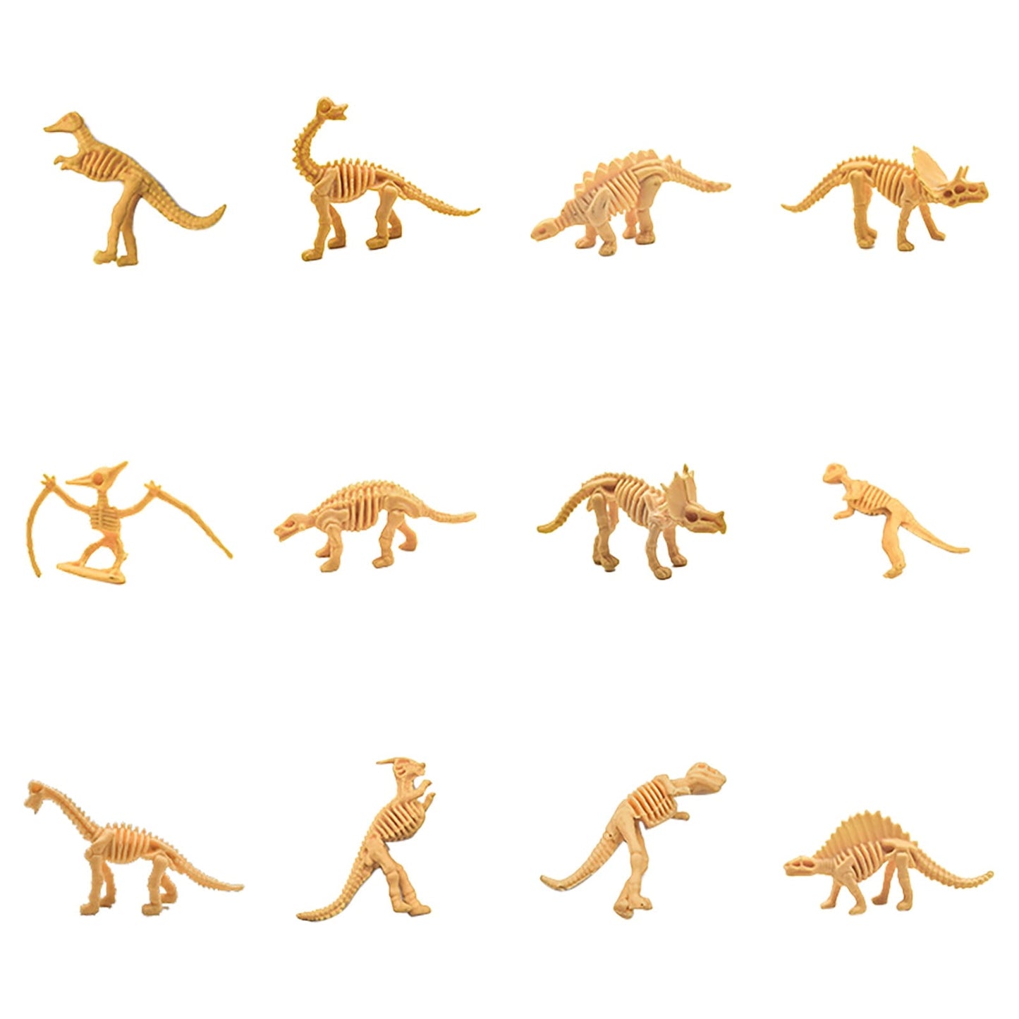 RUIG 12 Pcs Dinosaur Fossil Skeletons Figures - Mini Dinosaur Figurines for Toddler Kids - Dino Bones Cake Topper Party Favors, Ideal Gift for 3 4 5 6 Boys Girls