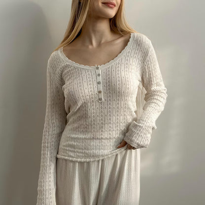 Haut à manches longues en tricot de coton