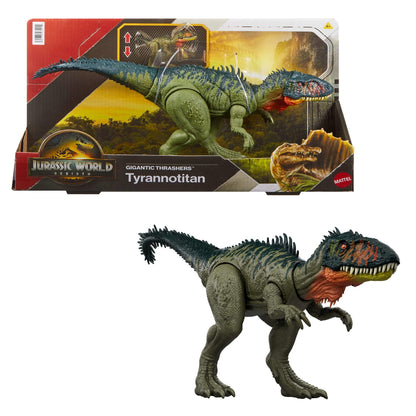 Jurassic World Rebirth Gigantic Thrashers Tyrannotitian Dinosaur Figure Toy, Tail Activated Attack