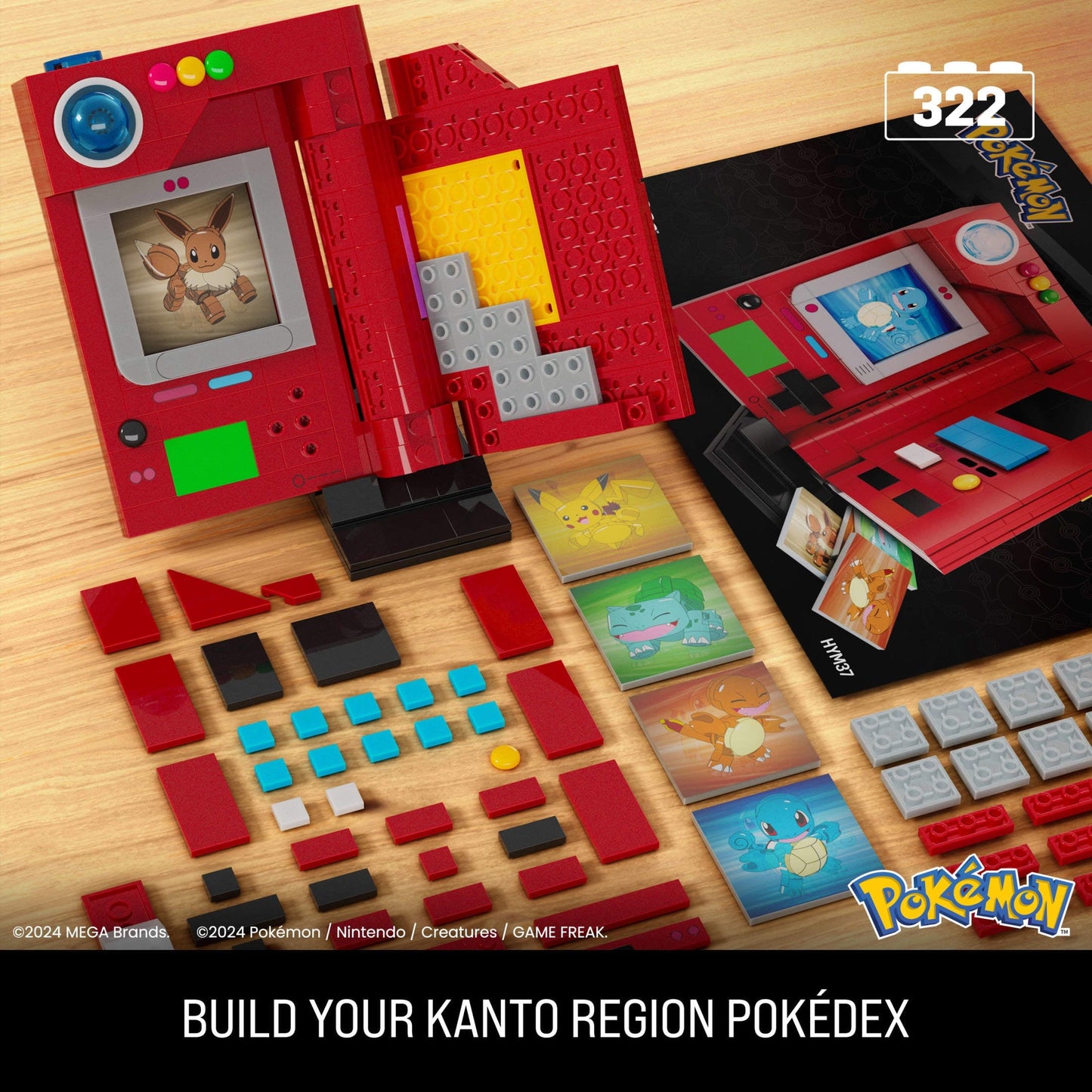 MEGA Pokémon Kanto Region Pokédex Building Kit (322 Pieces) for Collectors, Plastic