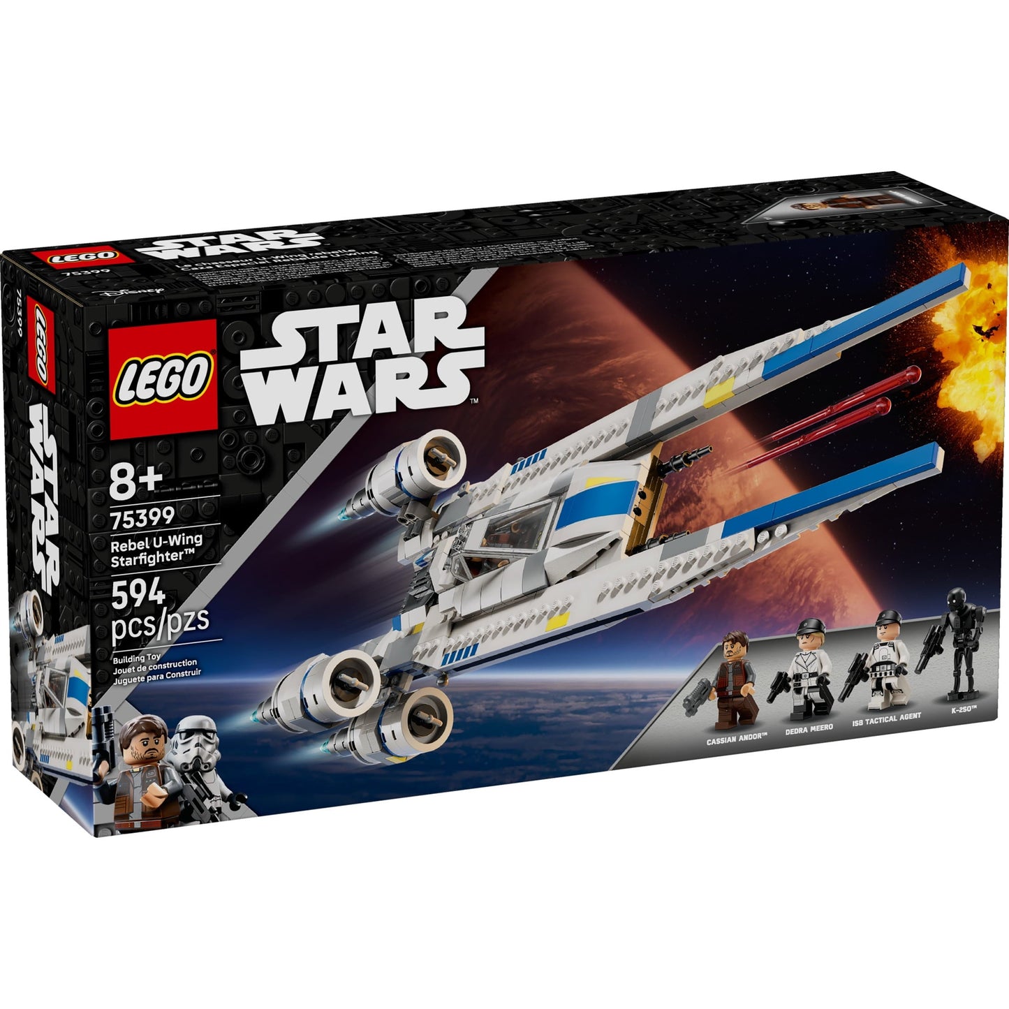 LEGO Star Wars Rebel U-Wing Starfighter Building Set - Includes Cassian Andor, Dedra Meero and K-2SO - Model Action Toy for Andor Fans - Birthday Gift Idea for Boys, Girls, Kids, Ages 8+ - 75399