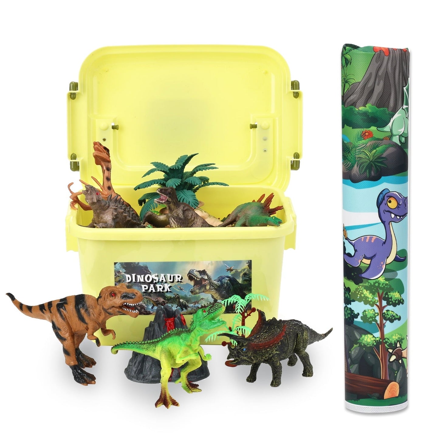 Lictin Dinosaur Toys Play Set, 42 PCS Dinosaur Toys with Play Mat for Kids Toddlers, Dinosaur Figures, Trees, Volcano, Dinosaur Toys Gift Set for 3 4 5 6 7 8 Years Boys Girls