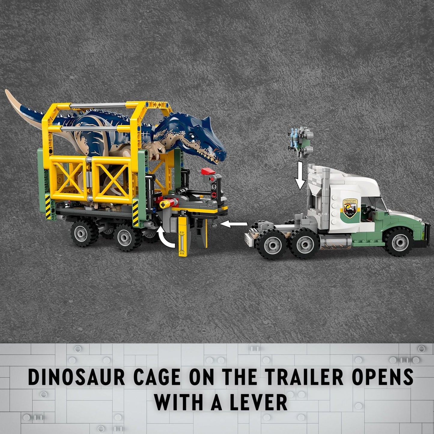 LEGO Jurassic World Dinosaur Missions: Allosaurus Transport Truck Toy, Fun Gift Idea for Kids with Kenji, Darius and Yaz Minifigures, Jurassic World Dinosaur Toy for Boys and Girls Ages 8 and Up 76966