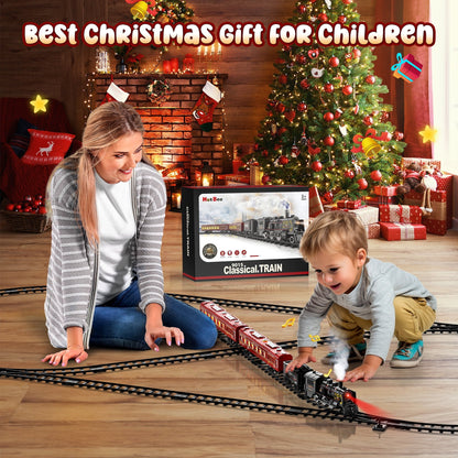 Flooyes Electric Train Sets With light-up carriages, Train Toys With figure-eight track, Birthday Gifts For Boys Girls Red