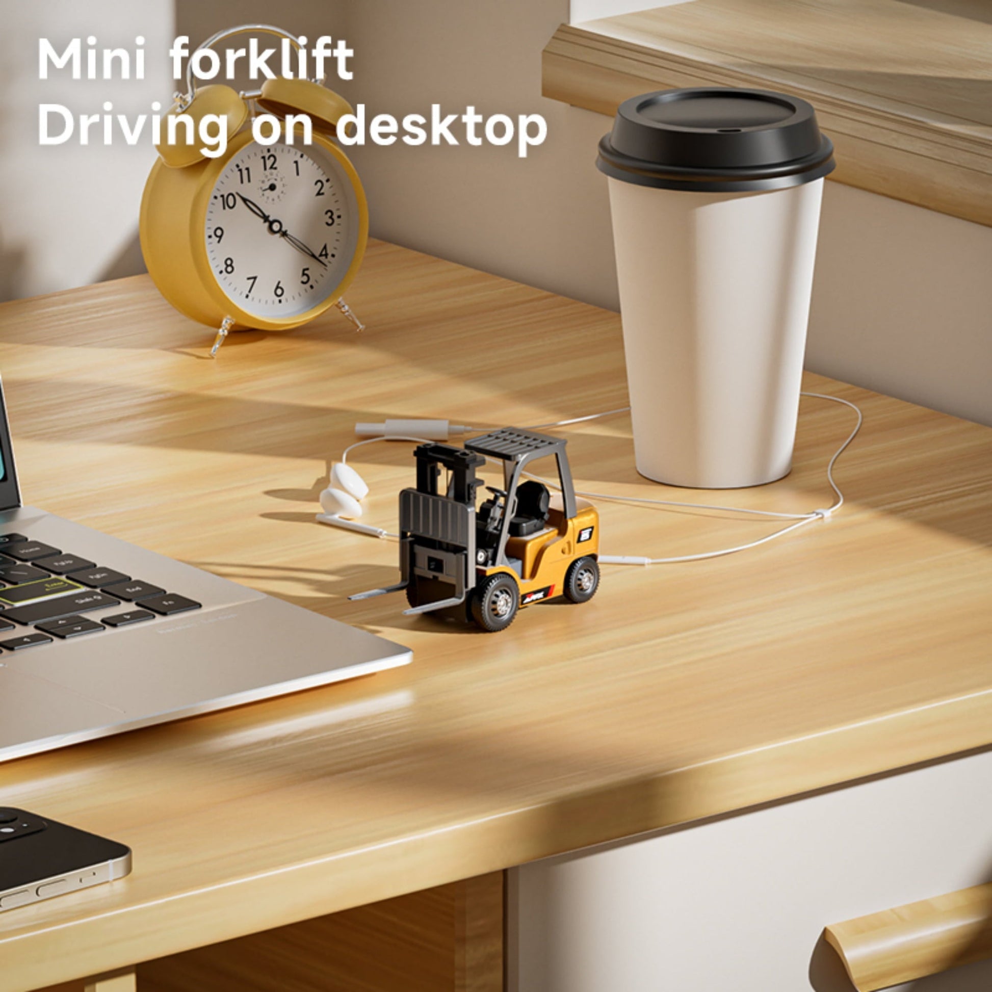 BRRRRT 1/64 RC Forklift Toy 7 Channel 2 Mode Mini Remote Control Forklift Truck with Rechargeable Battery 2 in 1 Transformable Lift Fork & Hook for Adults Kids Boys and Girls