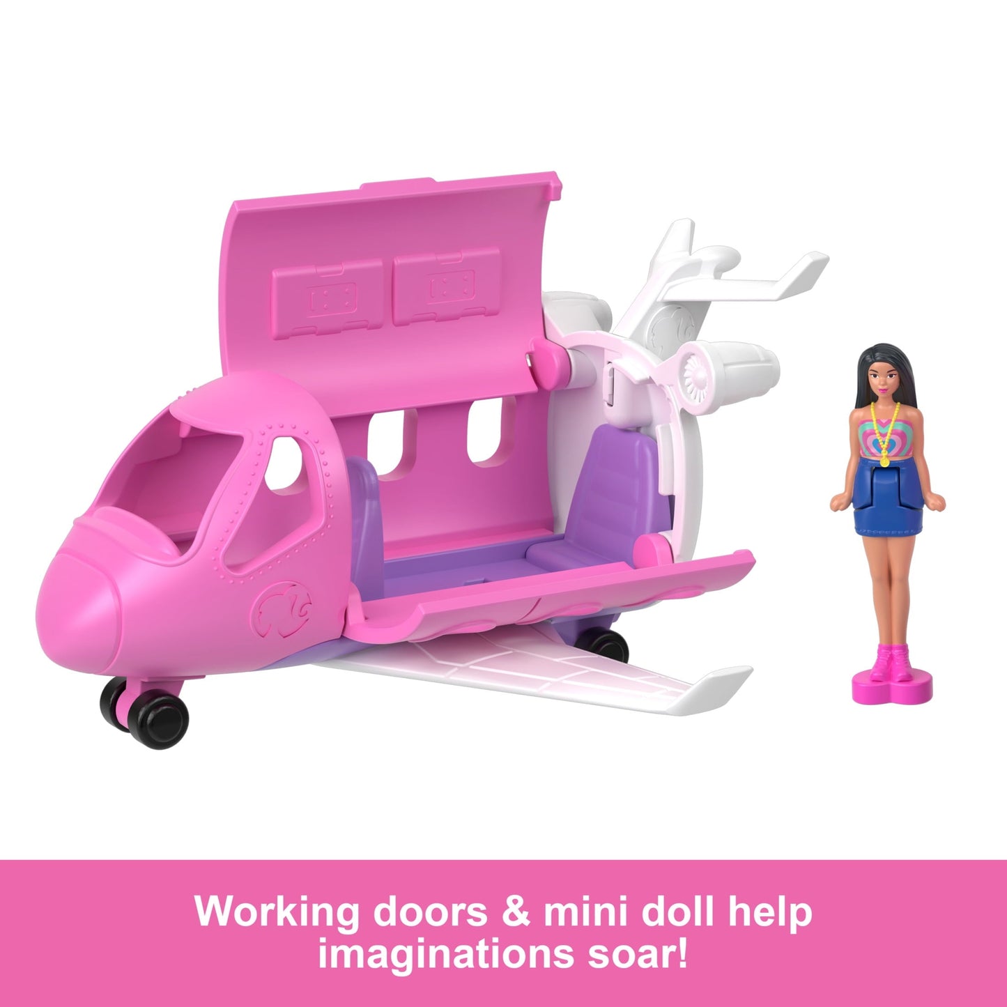 Barbie Mini BarbieLand Doll & Vehicle Set with 1.5-inch Doll & Dreamplane with Color-Change