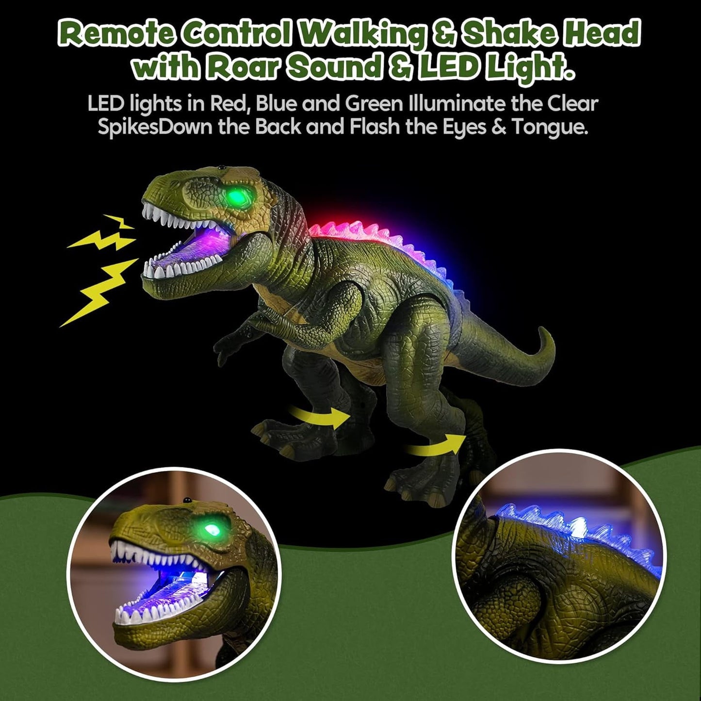 Joyfy Remote Control Walking Dinosaur for Kids 3-5, Robot Dinosaur Toy with Light and Realistic Roaring Sound, Electric Animal Toy, Christmas Birthday Gift for Boys