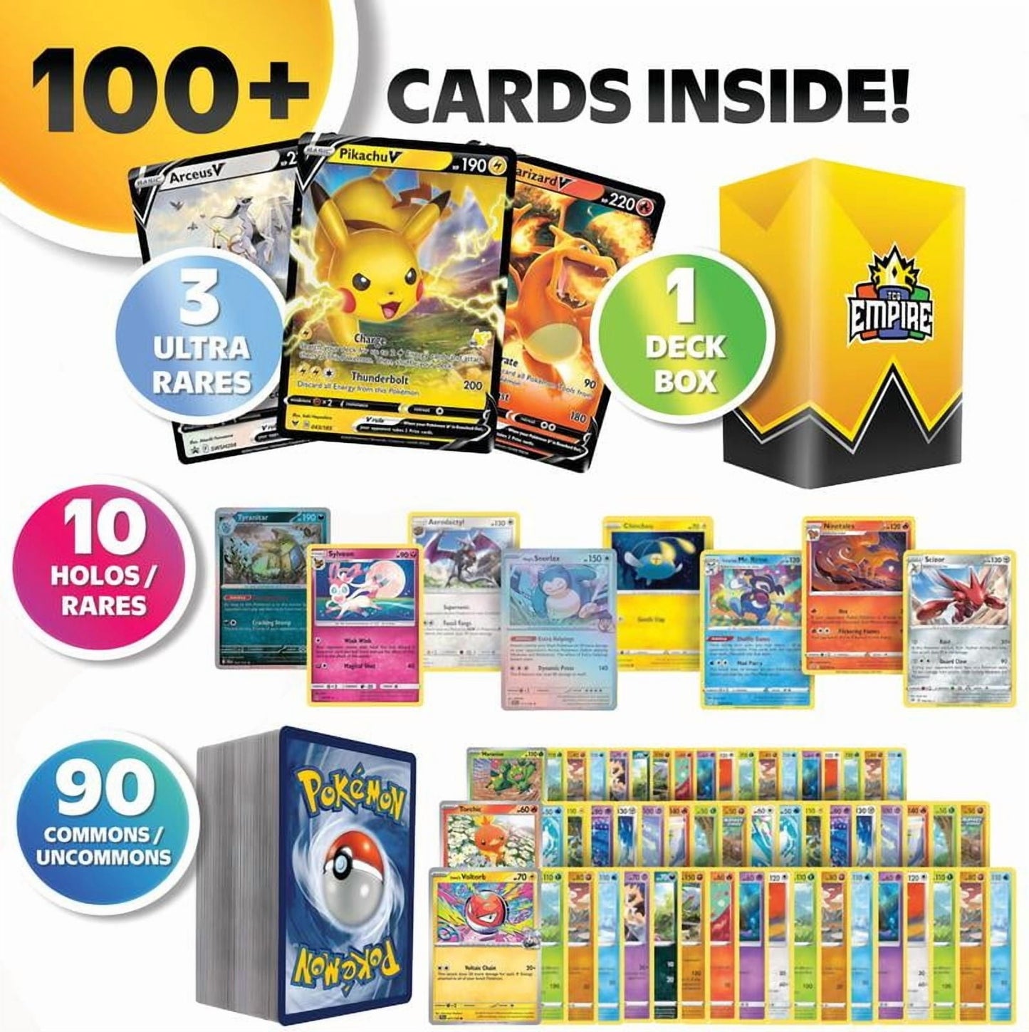 Pokémon Triple Power Ultra Rare Battle Bundle | 100+ Pokémon Cards | 3x Double or Ultra Rares Guaranteed! | Holos & Rares Included | TCG Empire Storage Box