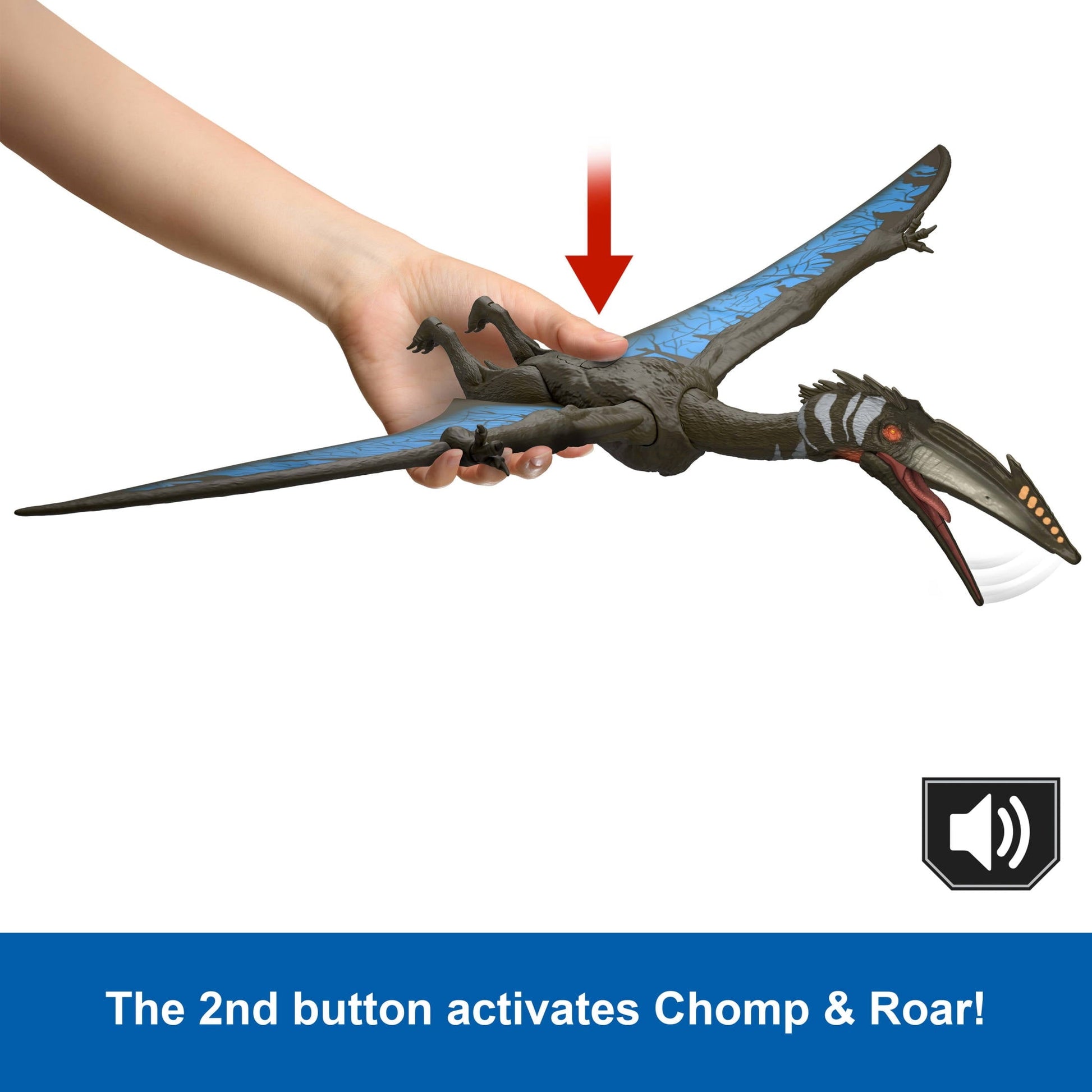 Jurassic World Rebirth Quetzalcoatlus Action Figure, Winged Dinosaur Toy with Sound, Aerial Ambush