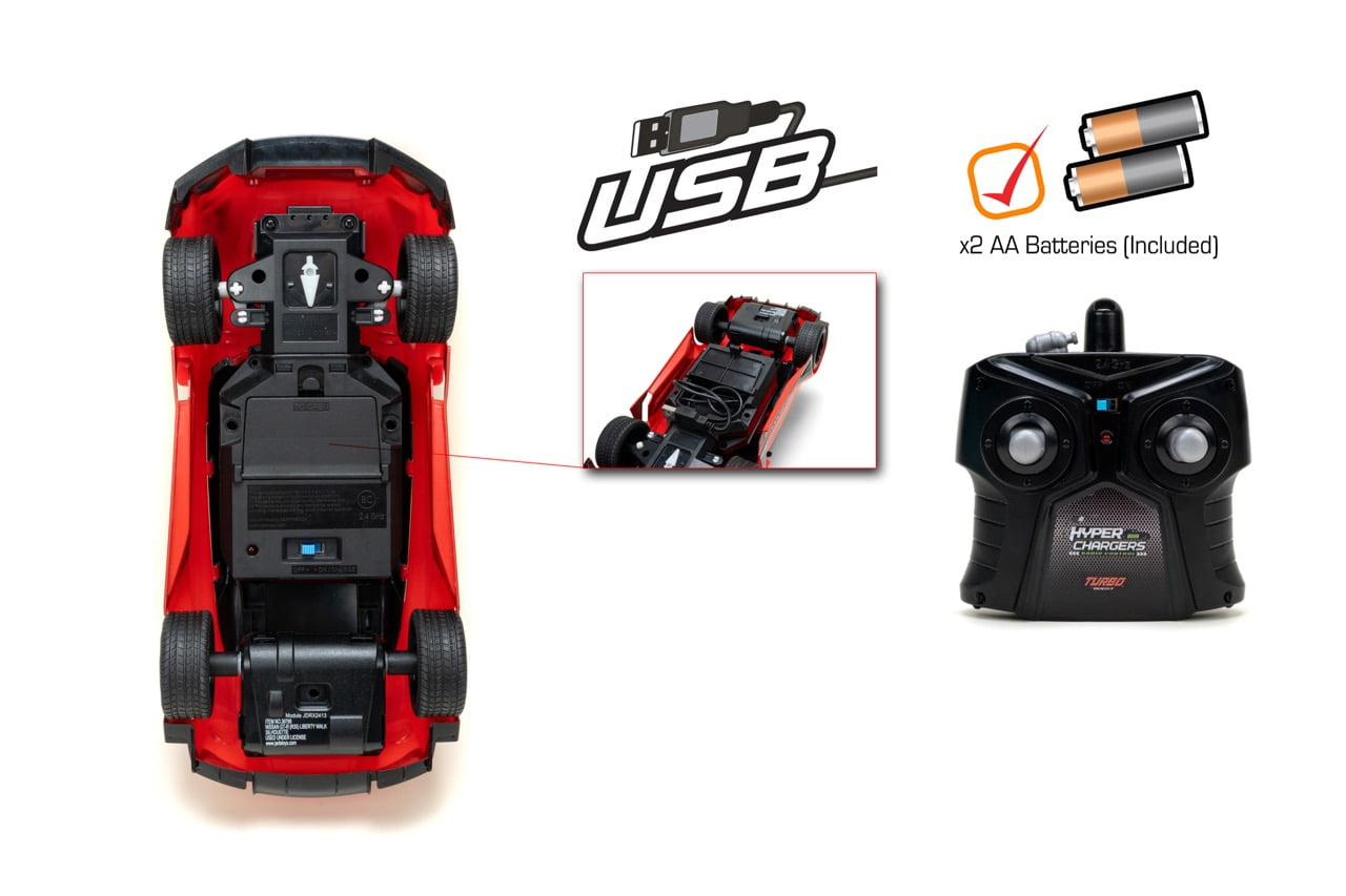 Jada 2020 Nissan GT-R R35 Liberty Walk – 1:16 RC – USB Rechargeable with Turbo Boost, Radio Control Cars (Red)