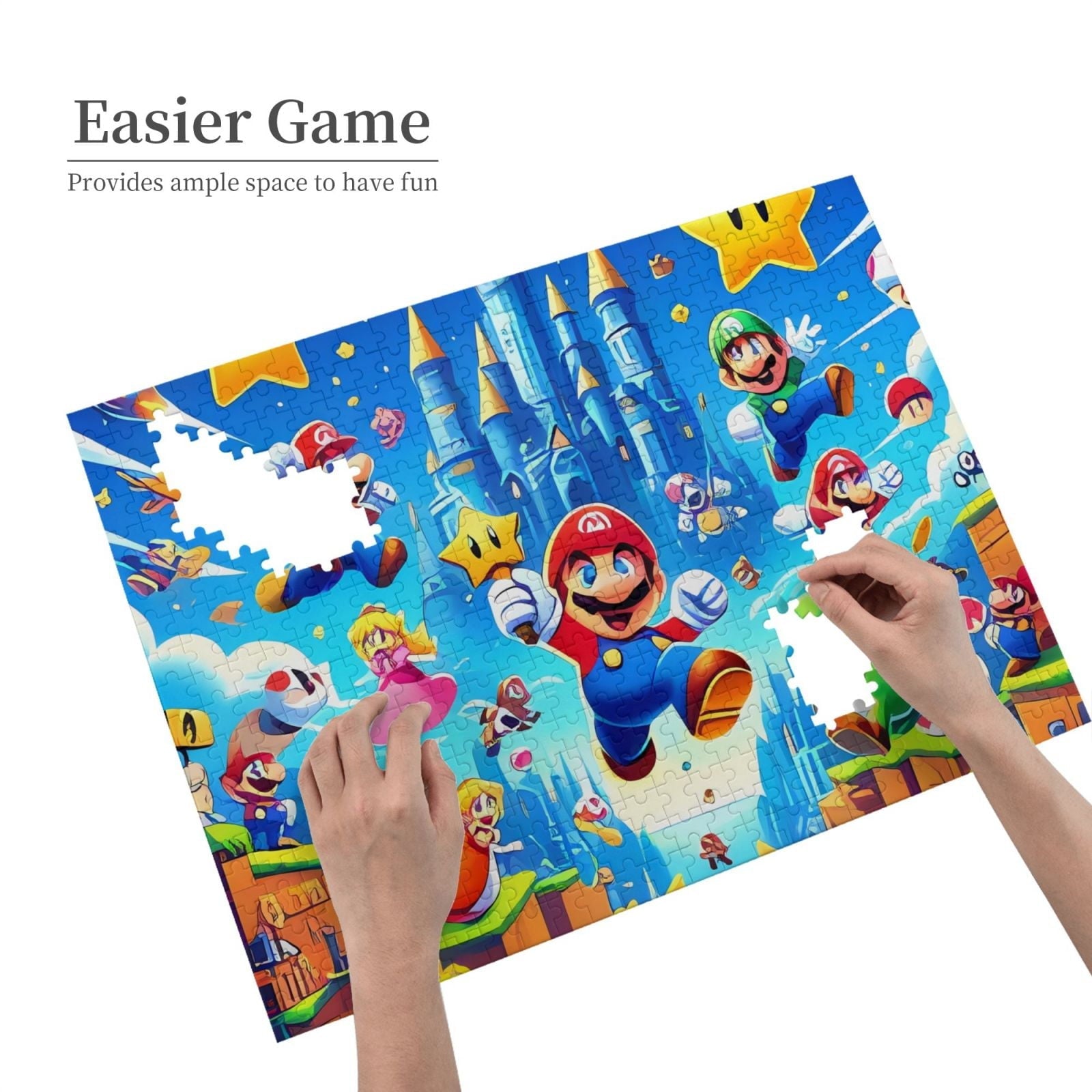 Lsque Mario Pattern Wooden Picture Puzzle ,500 Piece Jigsaw Puzzle ,Family Fun Puzzle, Home Décor Puzzle, Gift Puzzle(Horizontal style)