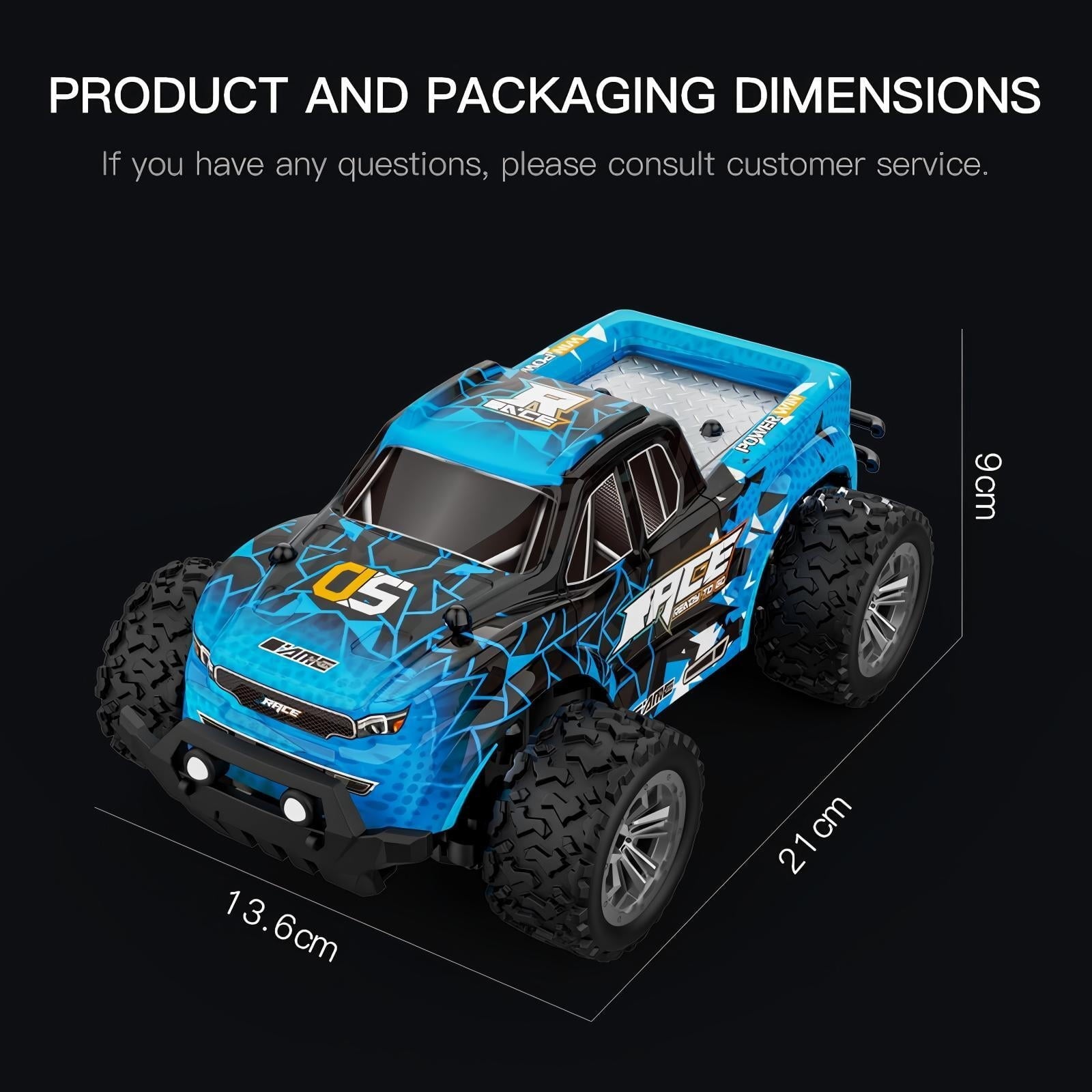 ZOGYMOZ 1:20 Scale Remote Control Car - High Speed 20KM/H RC Monster Truck, 2.4GHz Off-Road Racing Toy, 2WD All-Terrain Vehicle for Kids Boys