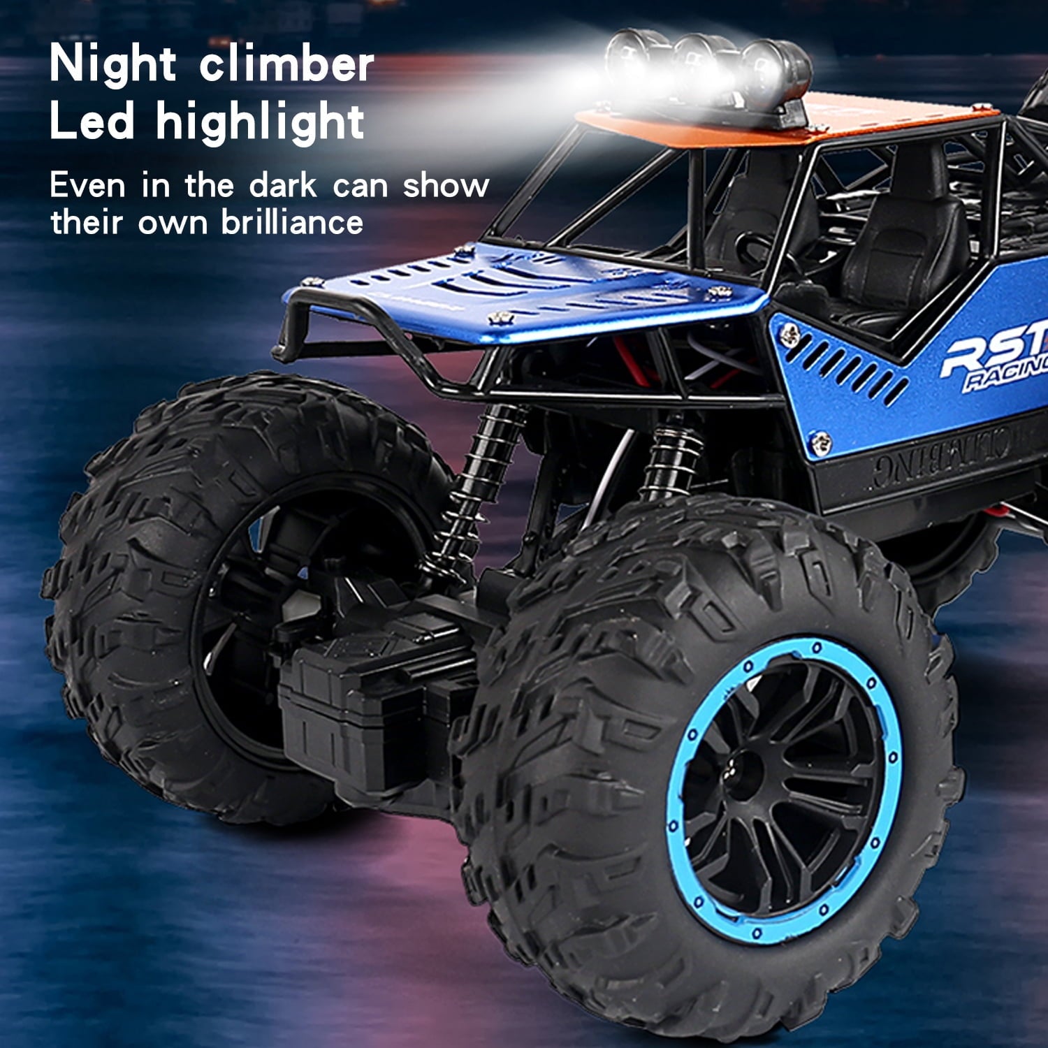Hot Bee Blue Remote Control Cars 1:18, All Terrain Metal Shell 4X4 Off-Road Vehicle Monster Truck, High Speed 2.4 GHz RC Car, Christmas Birthday Gift Outdoor Toys for Kids 6+ & Adults