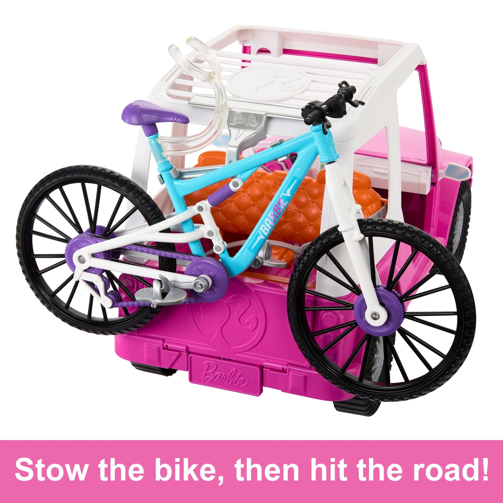 Barbie Doll, Mountain Bike, Barbie Car Bundle with Pink Jeep [Walmart Exclusive]
