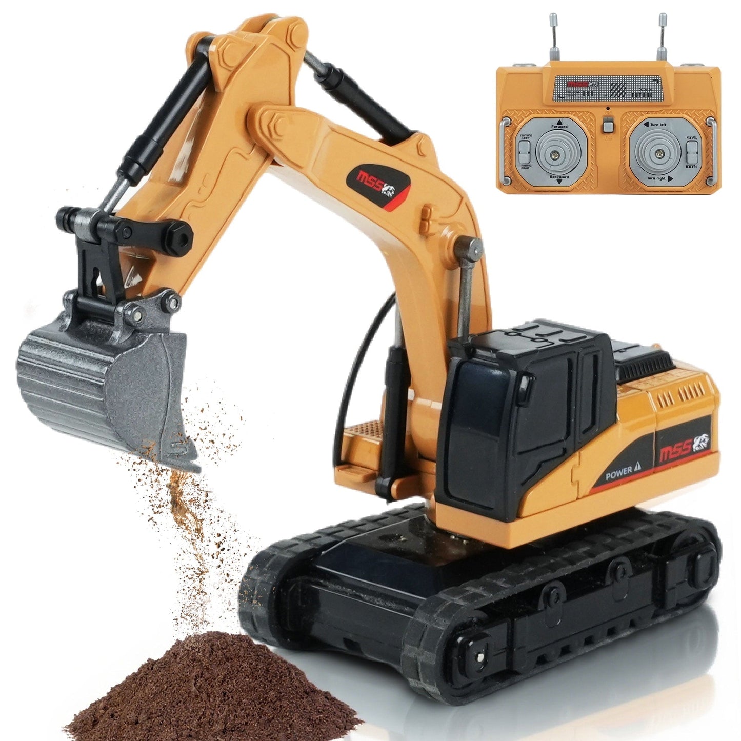 BRRRRT 1/64 Mini Remote Control Excavator, 2.4Ghz Remote Control Construction Vehicles with Metal Shovel, RC Excavator Birthday Gifts for Boys and Girls Age 3+