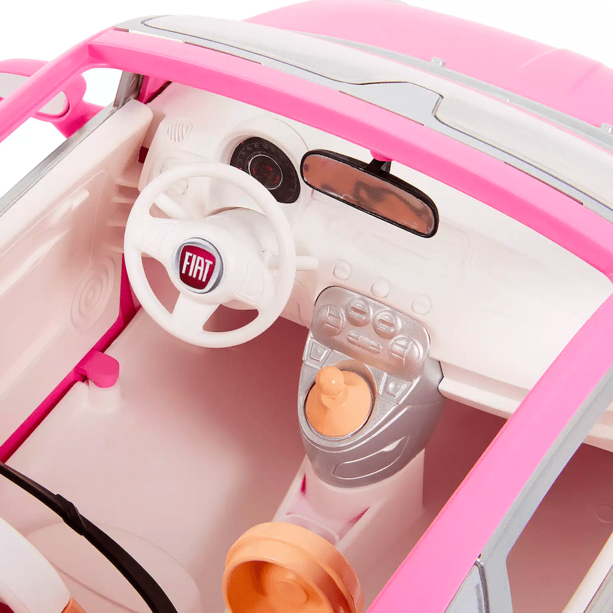 Barbie Doll & Fiat 500 Vehicle Play Set, Fashion Doll with Pink Toy Car & Accessories