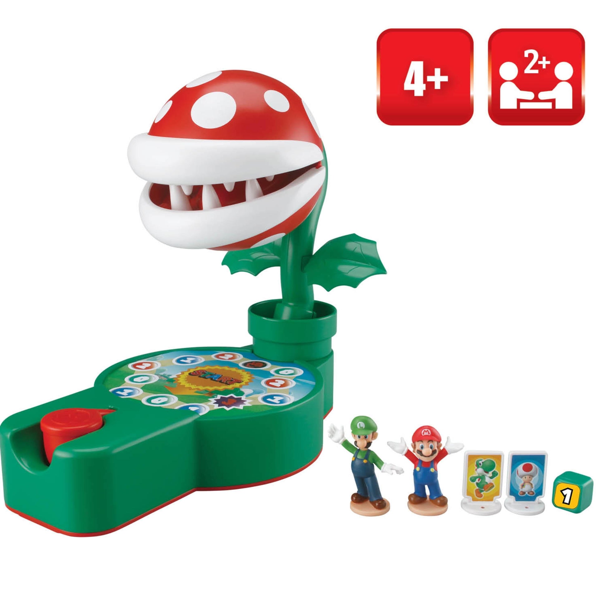 Epoch Games Super Mario Piranha Plant Escape!, Tabletop Skill and Action Game with Collectible Super Mario Action Figures, Ages 4+