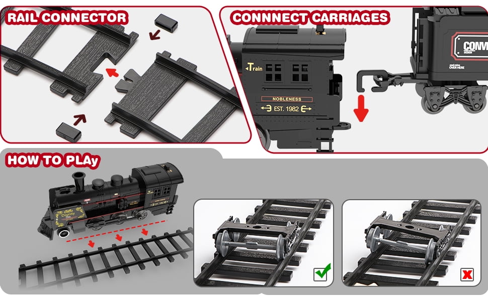 Flooyes Electric Train Sets With light-up carriages, Train Toys With figure-eight track, Birthday Gifts For Boys Girls Red