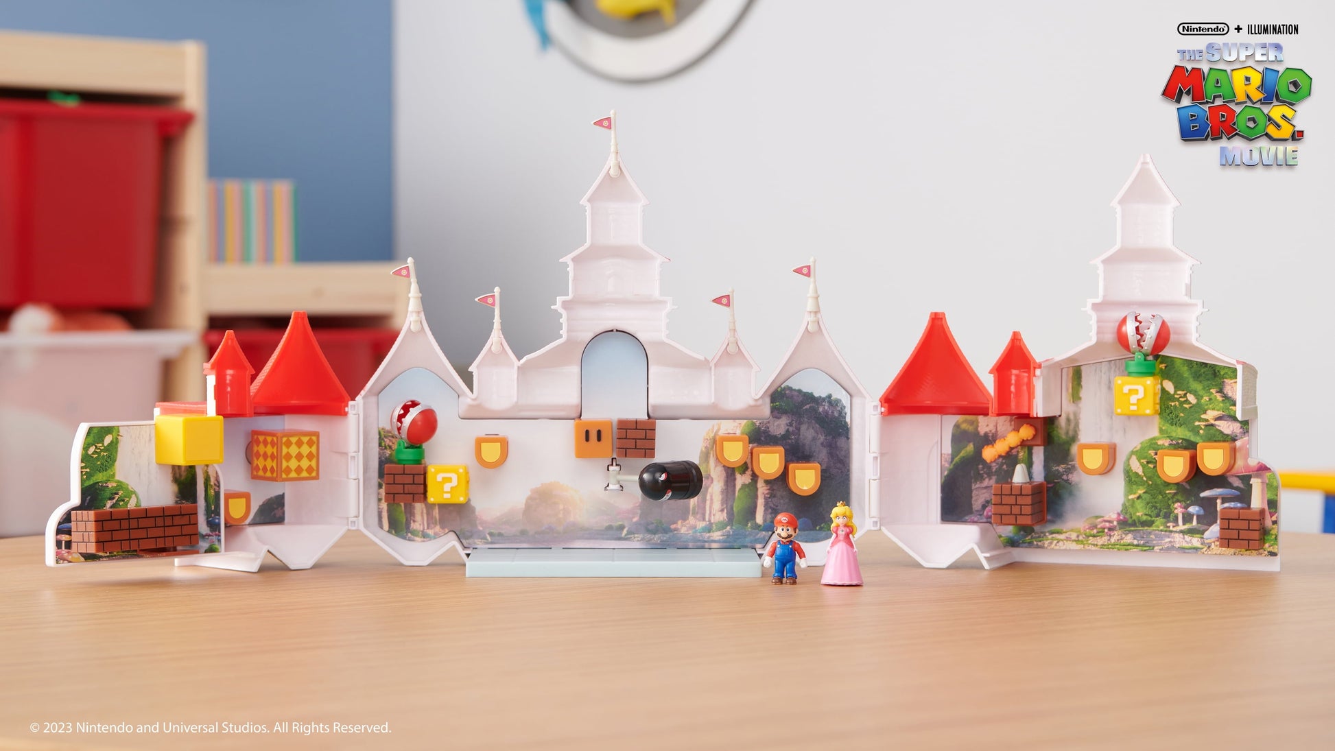 The Super Mario Bros. Movie Mushroom Kingdom Castle Playset with Mini Mario and Peach Action Figures