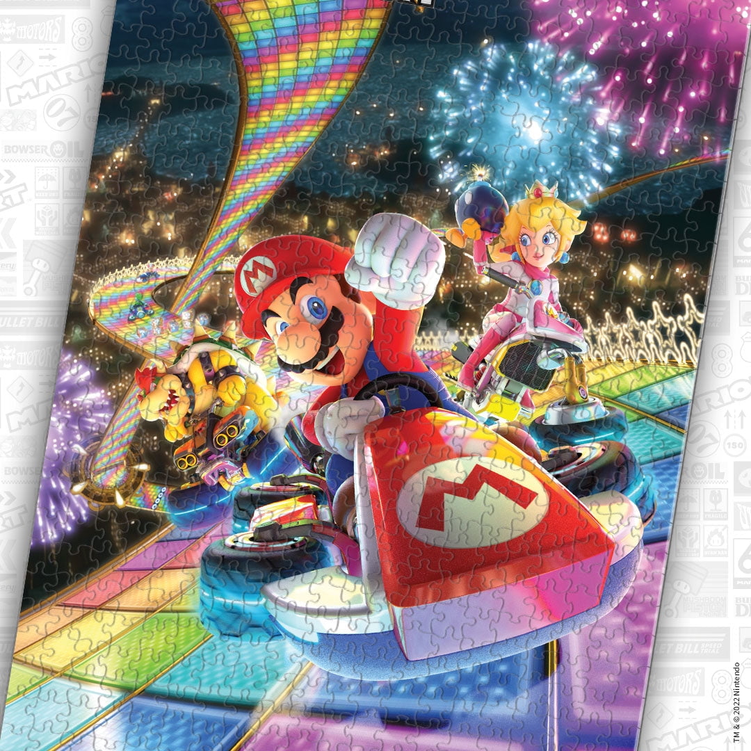 Mario Kart Rainbow Road 1000 Piece Jigsaw Puzzle by Usaopoly Featuring Iconic Characters