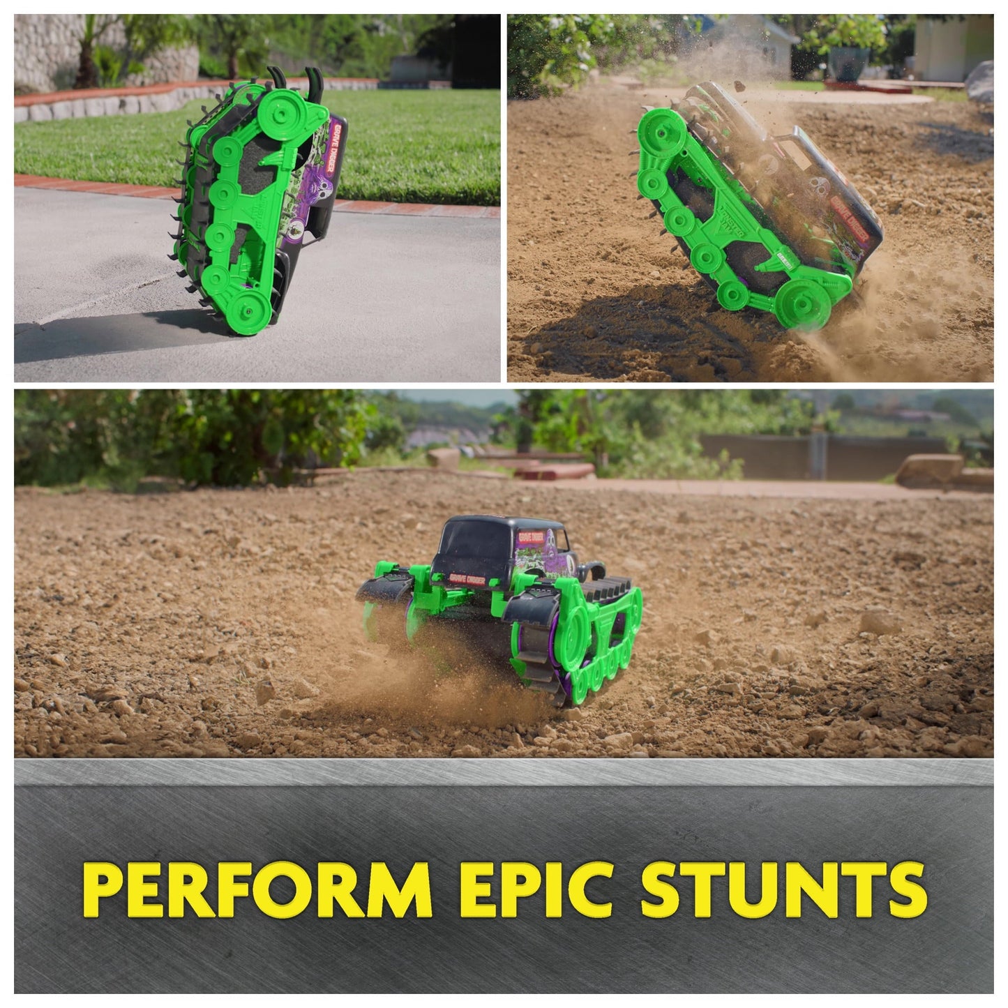 Open Box Monster Jam, Grave Digger Trax All-Terrain Remote Control Outdoor Vehicle, 1:15 Scale