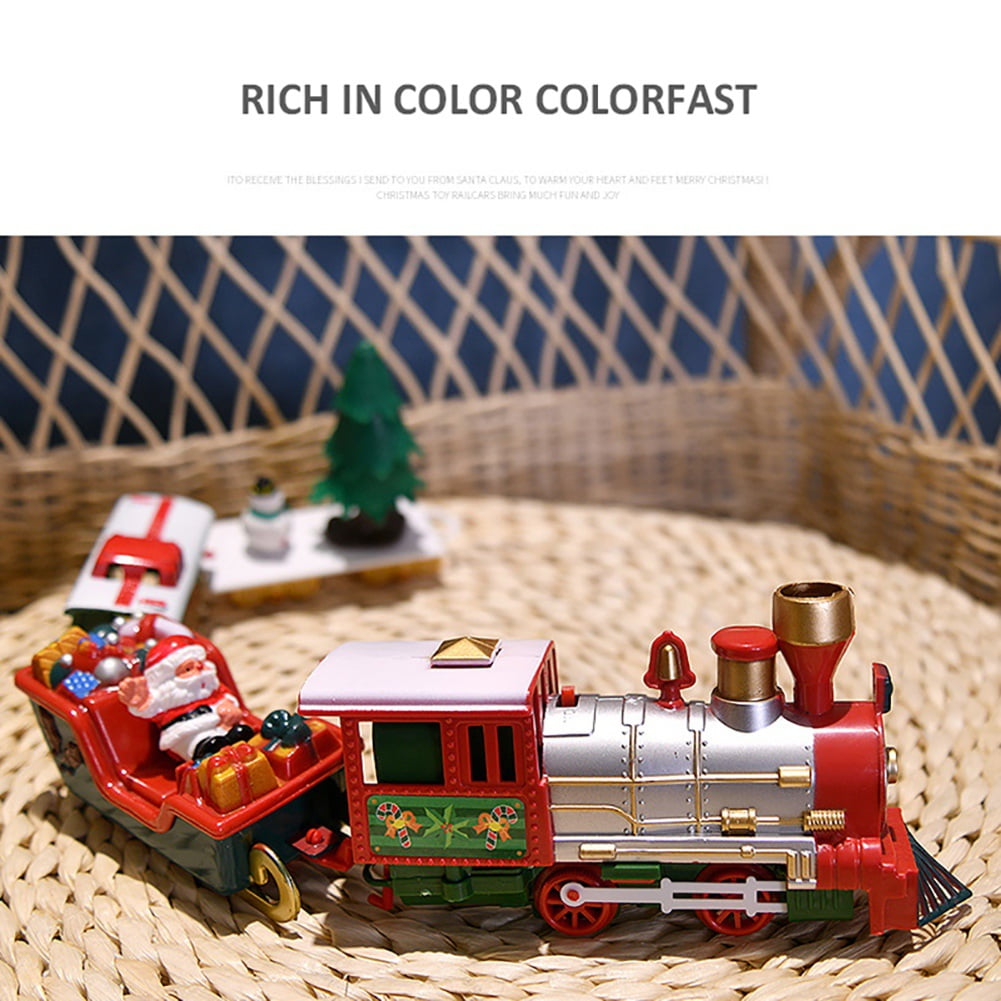 Christmas Train Set with Lights and Sounds,Holiday Train Around Christmas Tree with 260CM of Large Tracks Portable Box Packaging