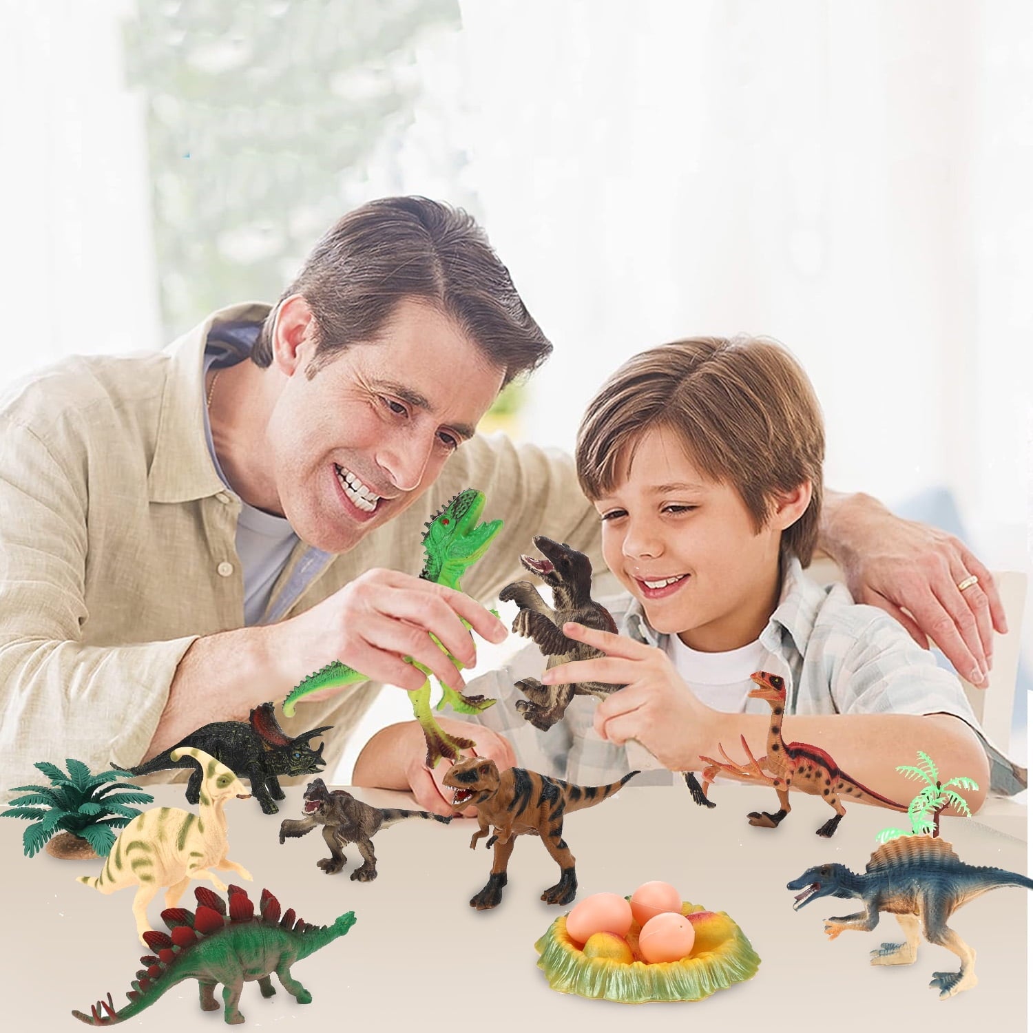 Lictin Dinosaur Toys Play Set, 42 PCS Dinosaur Toys with Play Mat for Kids Toddlers, Dinosaur Figures, Trees, Volcano, Dinosaur Toys Gift Set for 3 4 5 6 7 8 Years Boys Girls