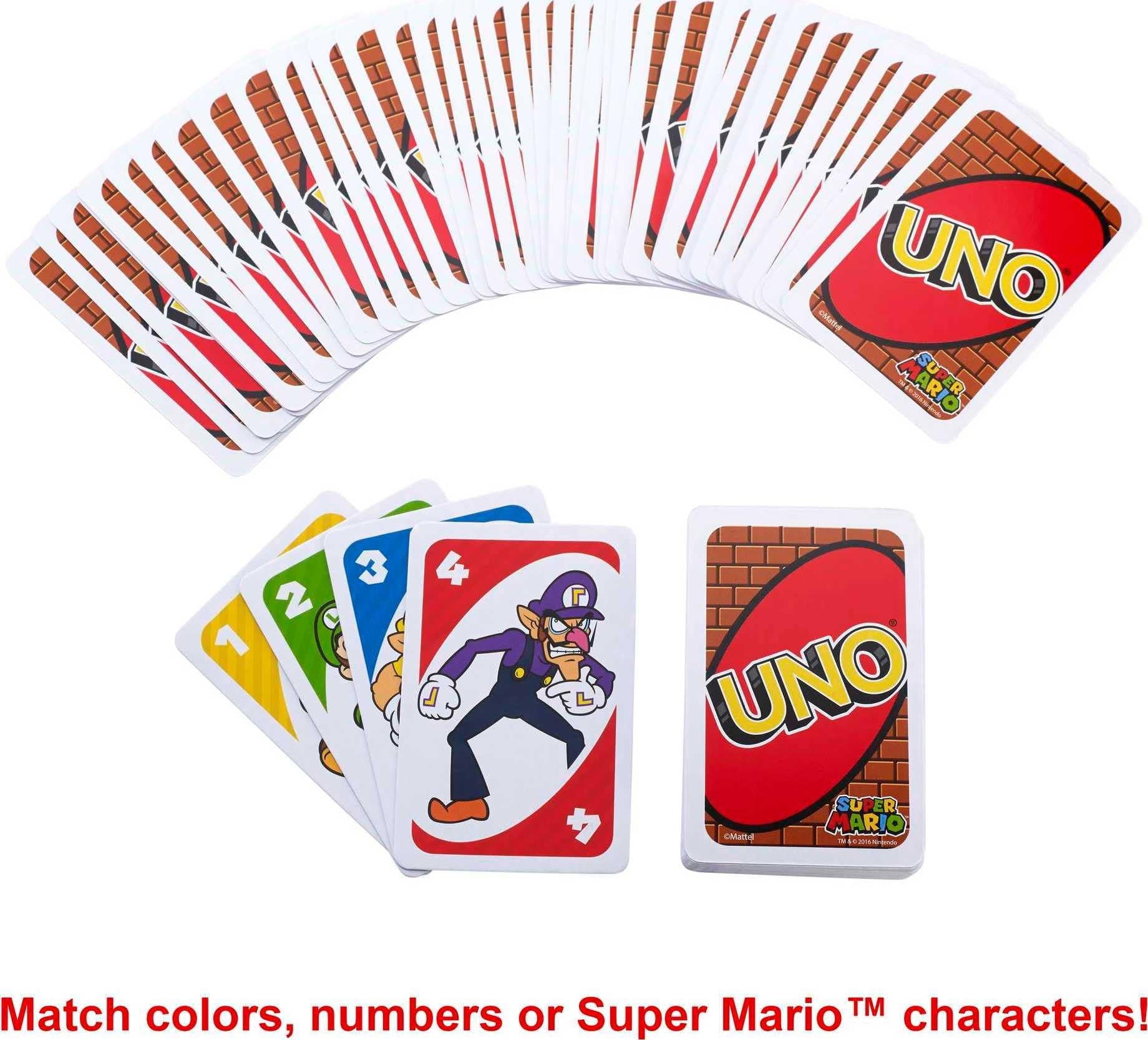Mattel Games UNO Super Mario Card Game Animated Character Themed Collector Deck 112 Cards with Character Images, for Kids Ages 7 Years Old & Up C37