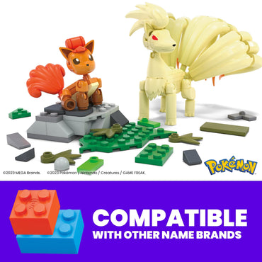 MEGA Pokemon Vulpix Evolution Set (145 Pieces) with 2 Poseable Action Figures for Kids