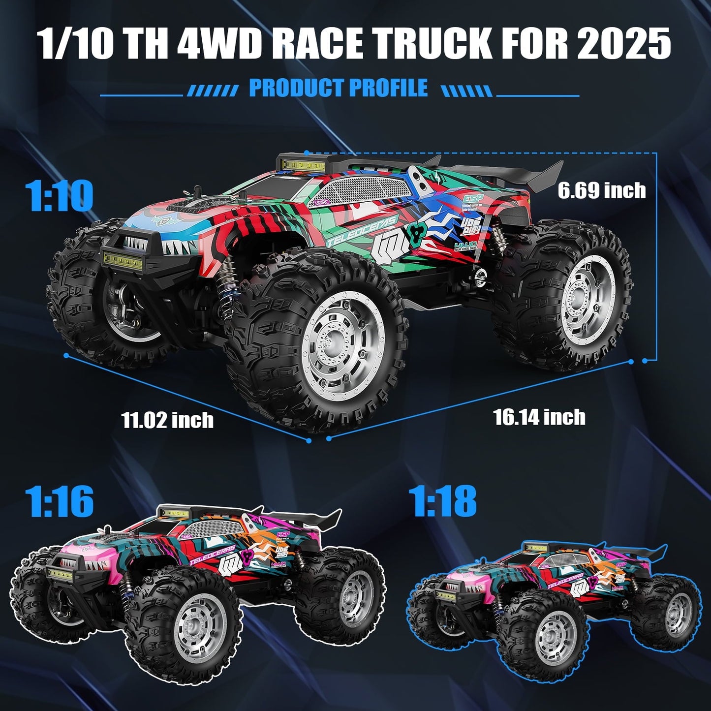 AUOSHI 2025 Professional Racing RC Cars for Adults with ESP Brushed Motor, 70+KM/H(45MPH) Top Speed,4X4 Hobby Off-Road,1:10 Remote Control CarT with Oil Filled Shocks