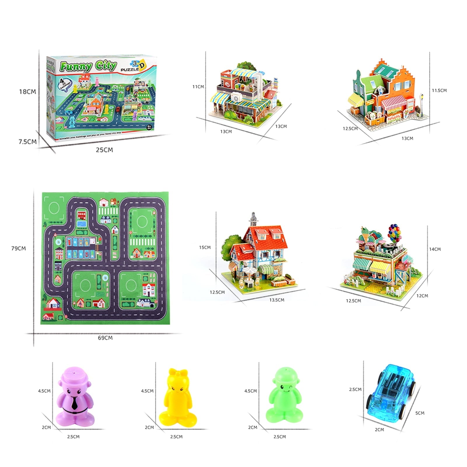 QiShi City Map Construction Building Sets with 6 Cartoon Character Toys, Preschool Educational Learning Toys for 6+ Year Old Kids Boys Girls Children