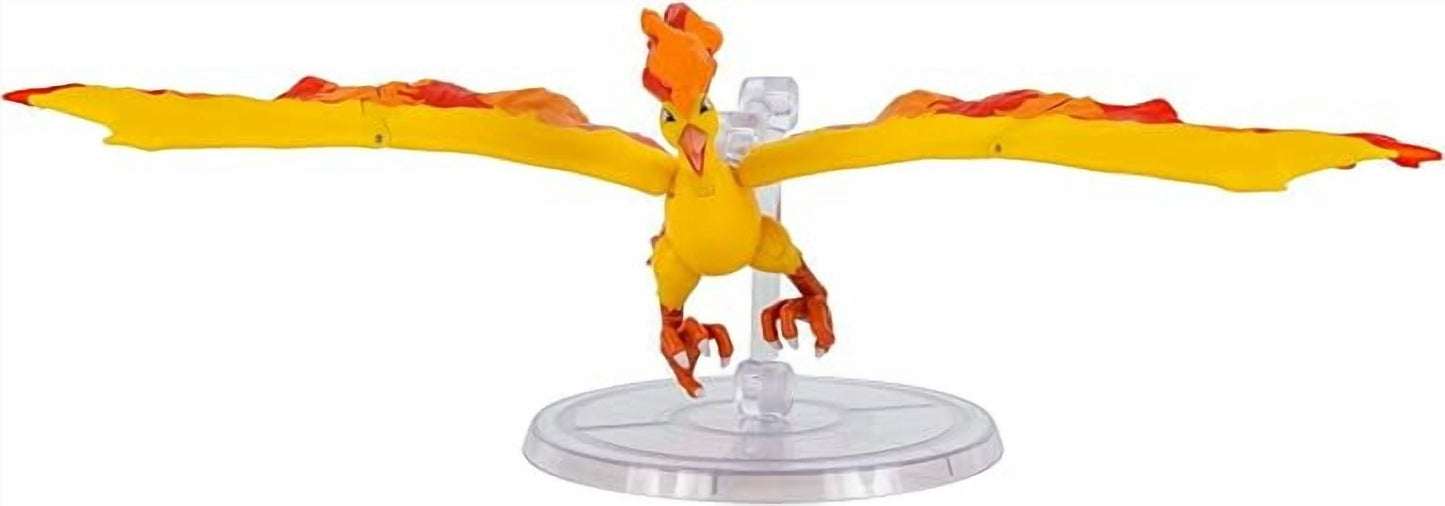 Jazwares Pokemon 6" Moltres Articulated Battle Figure Toy with Display Stand - Officially Licensed - Collectible Pokemon Gift for Kids and Adults - Ages 4+
