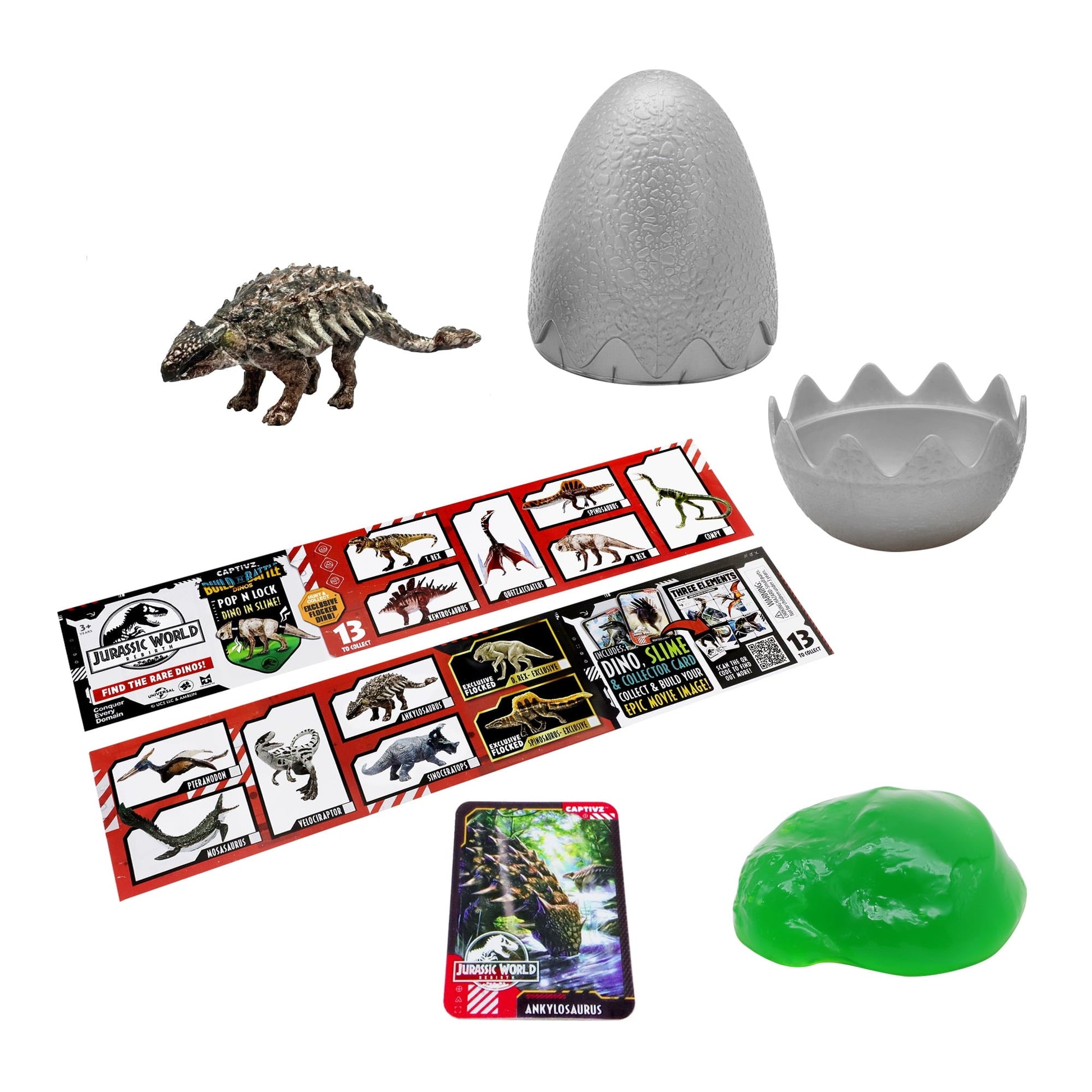 Jurassic World Rebirth Captivz Slime Egg Dinosaur Collectible Flocked Exclusive Ages 3+
