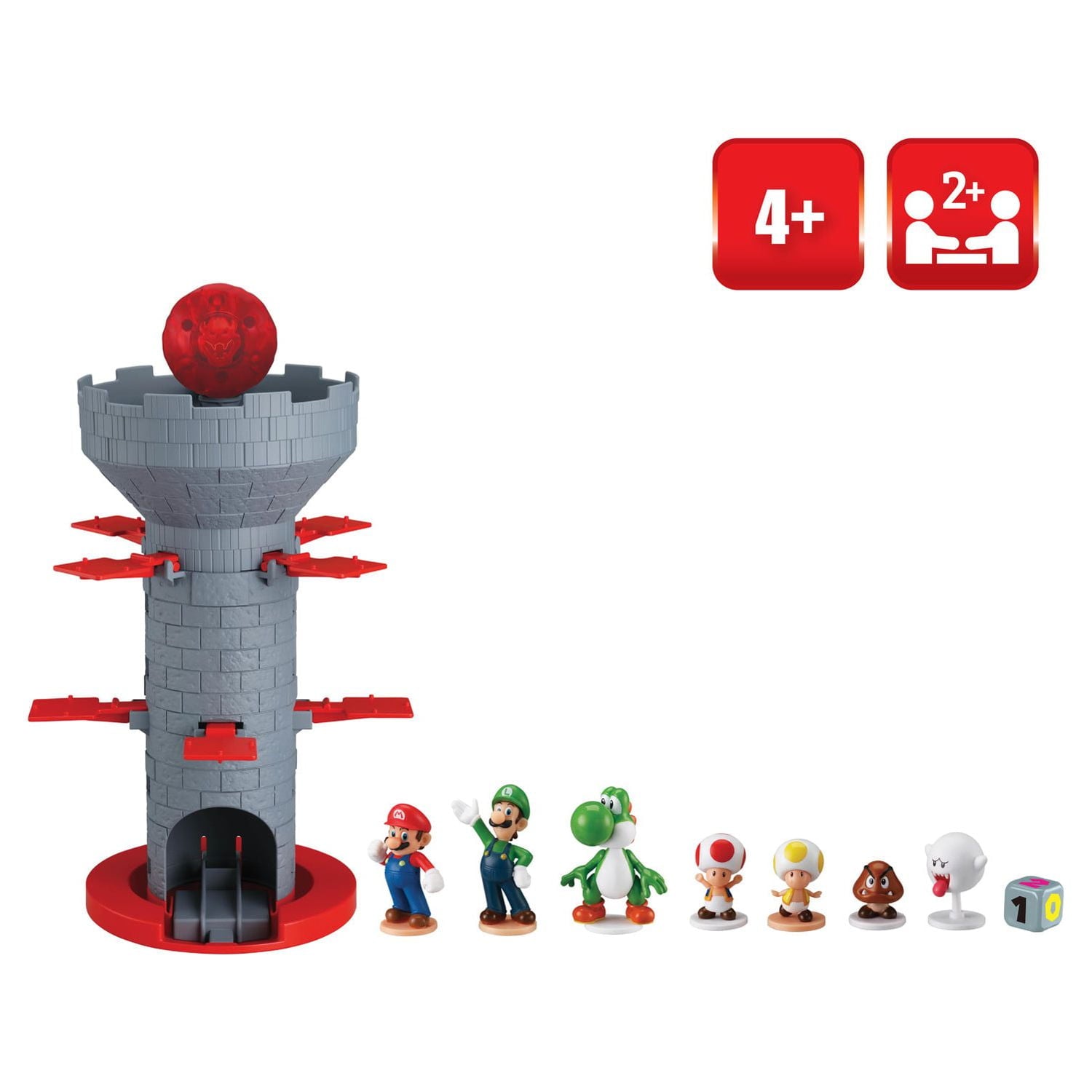 Epoch Games Super Mario Blow Up! Shaky Tower Balancing Game, Tabletop Skill and Action Game with Collectible Super Mario Action Figures