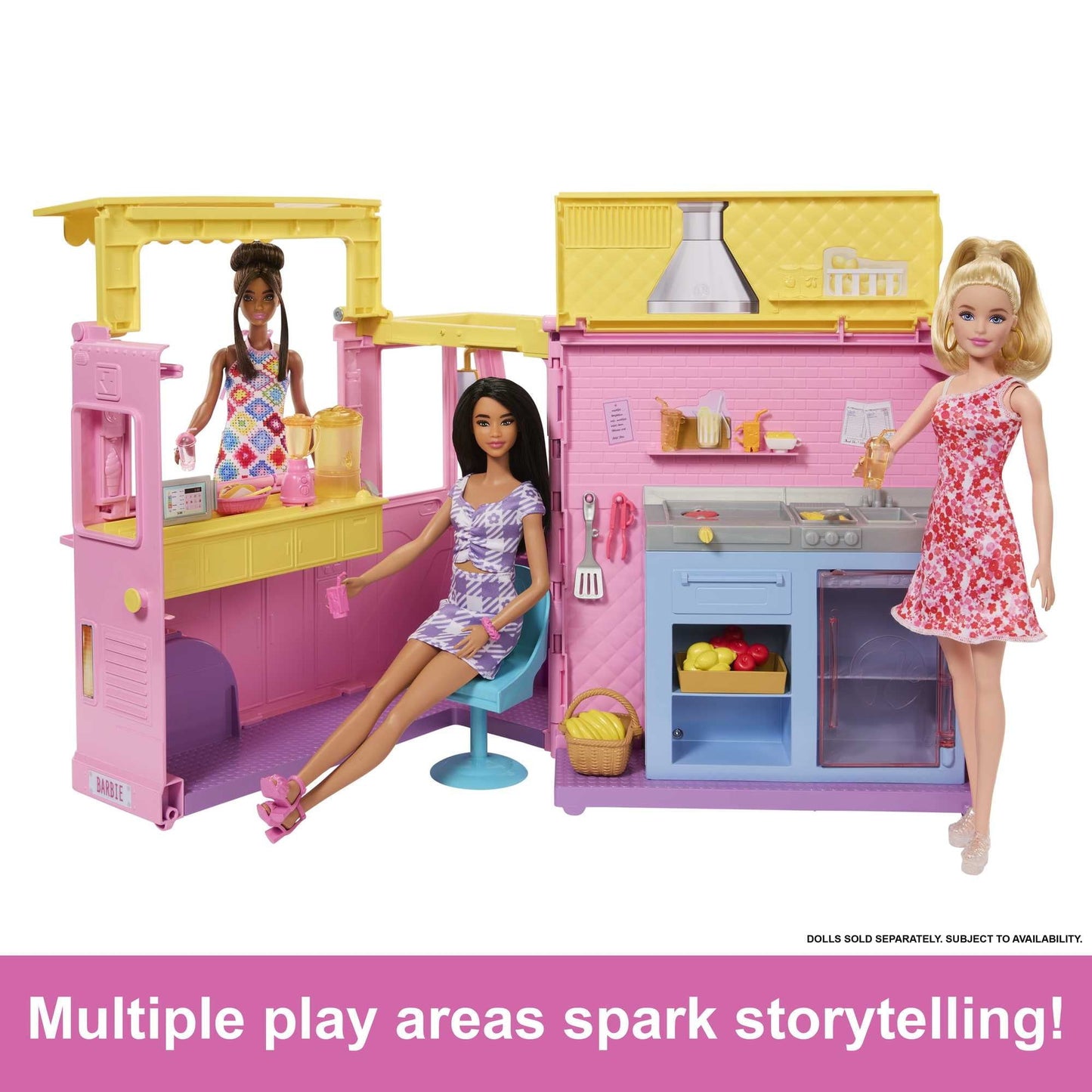 Barbie Sets, Lemonade Truck Playset with Prep & Dining Areas, 25 Pieces [Walmart Exclusive]